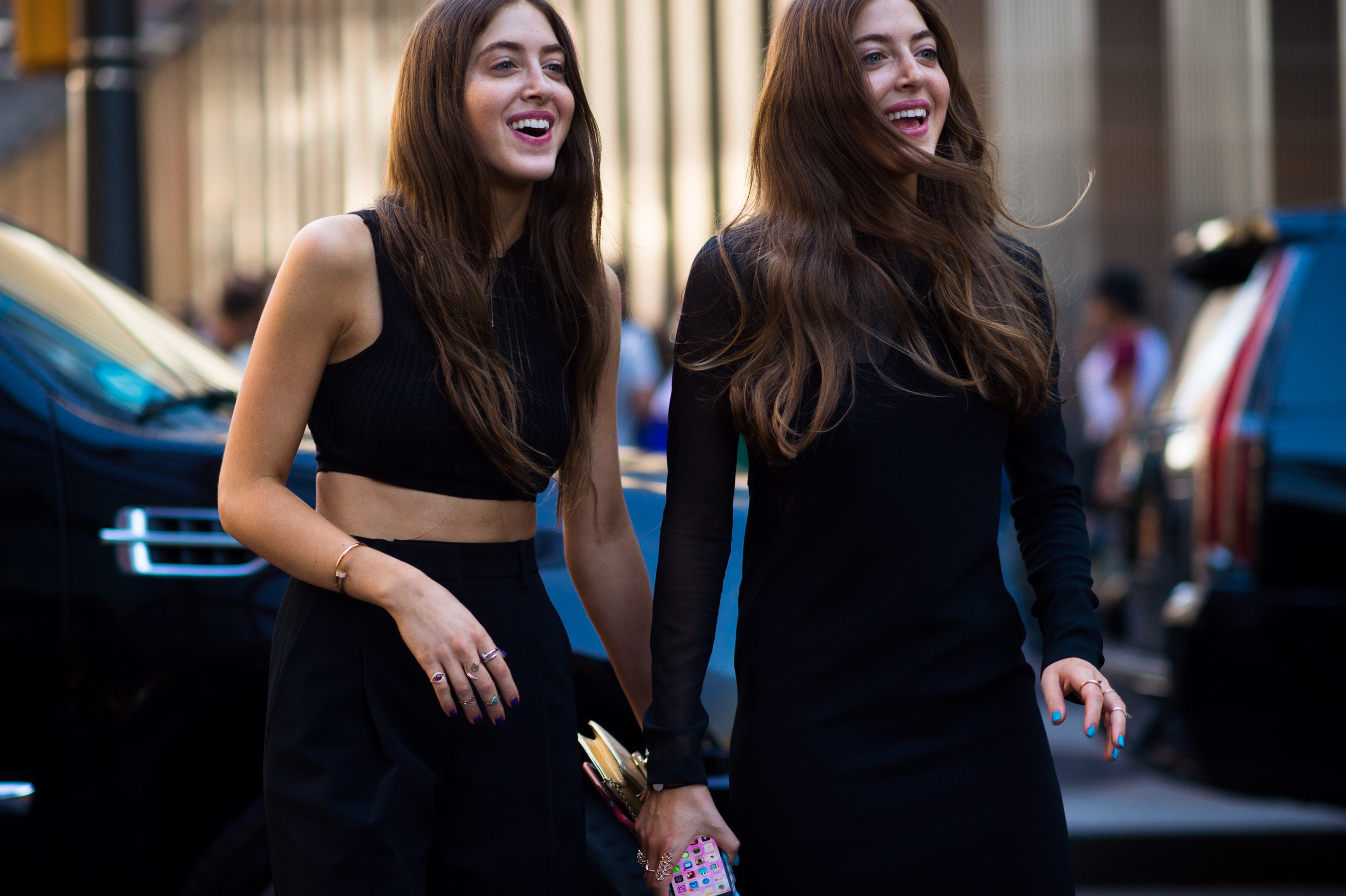 Arabic twin girls before the show