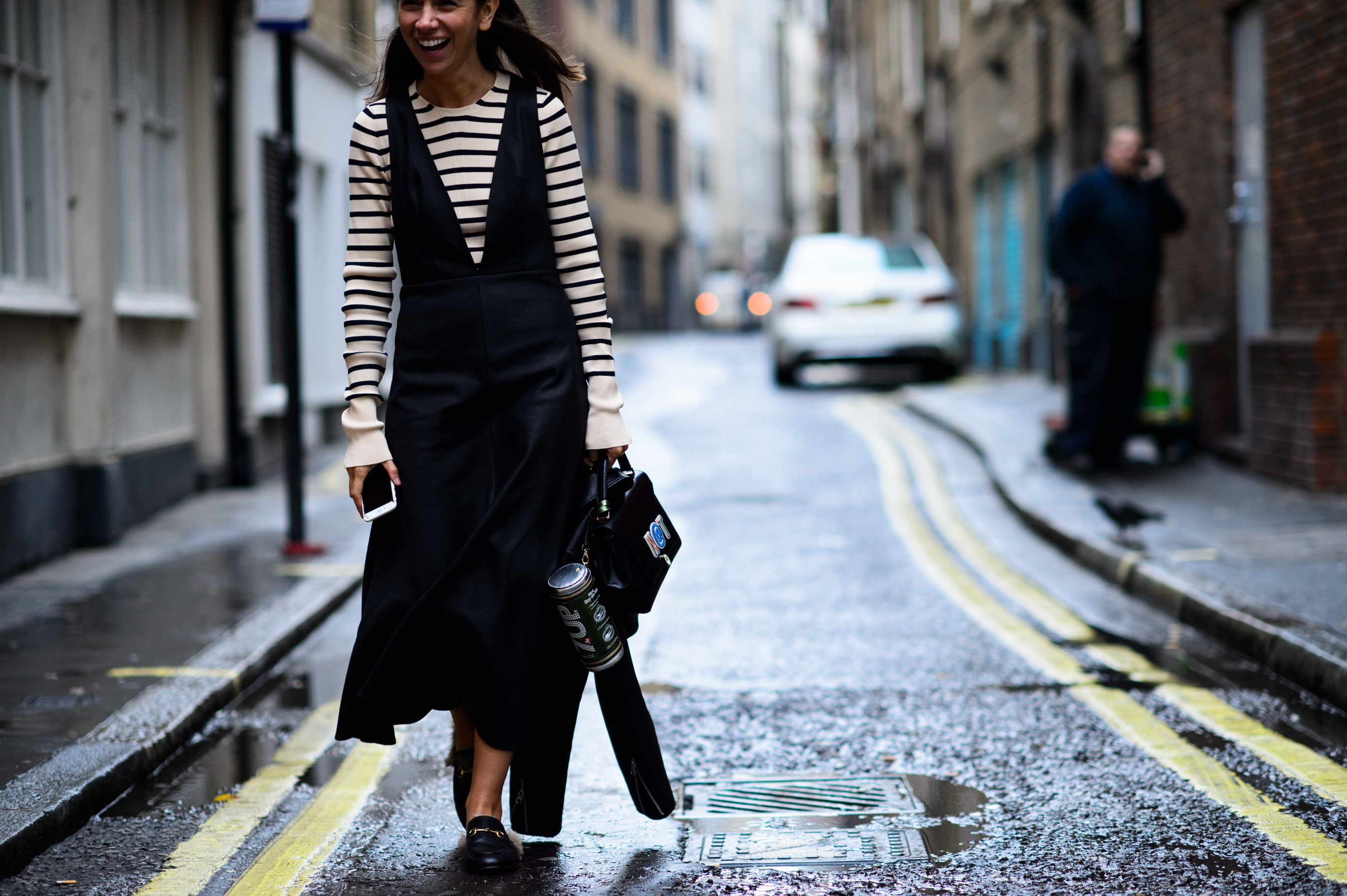 Russian stylist wearing a dress by russian designer