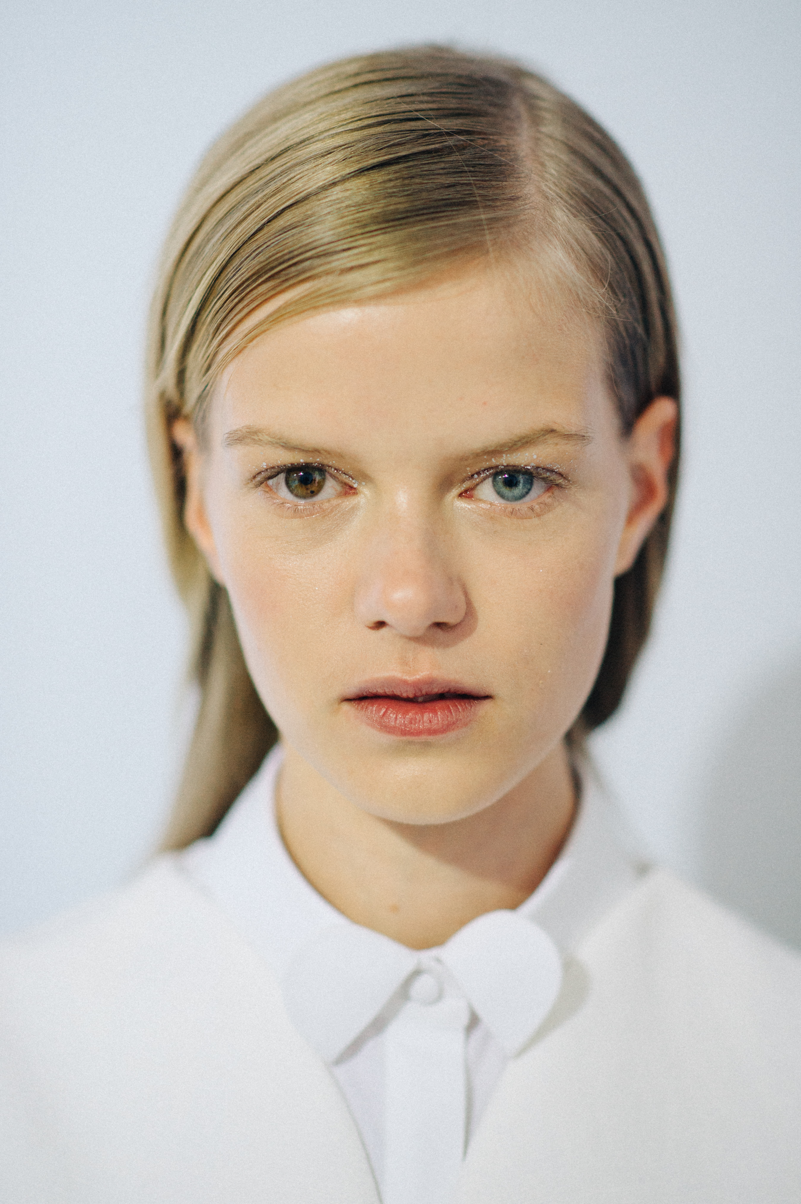 Portrait of blonde model with heterochromia