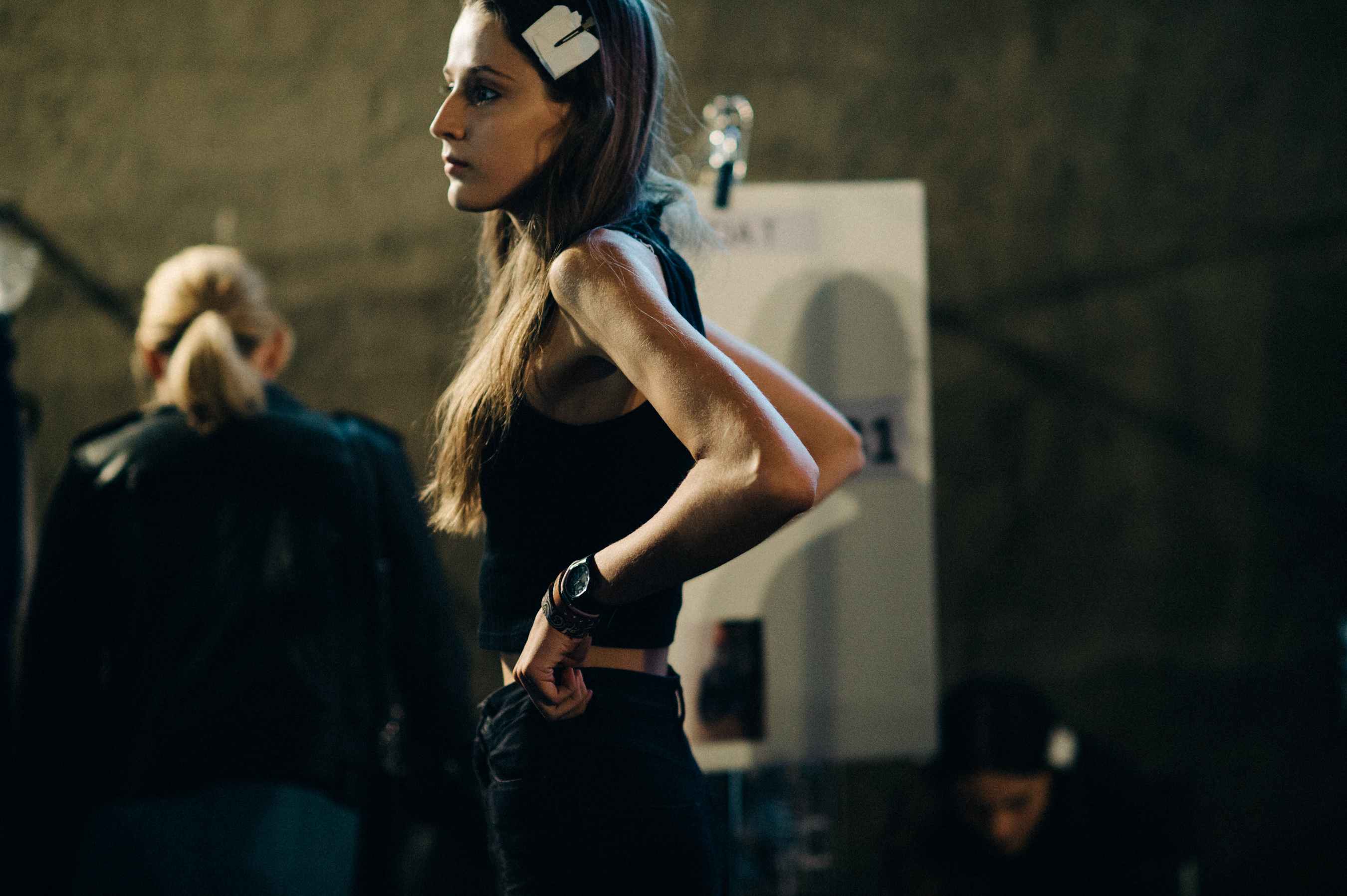 Model stretching before the show
