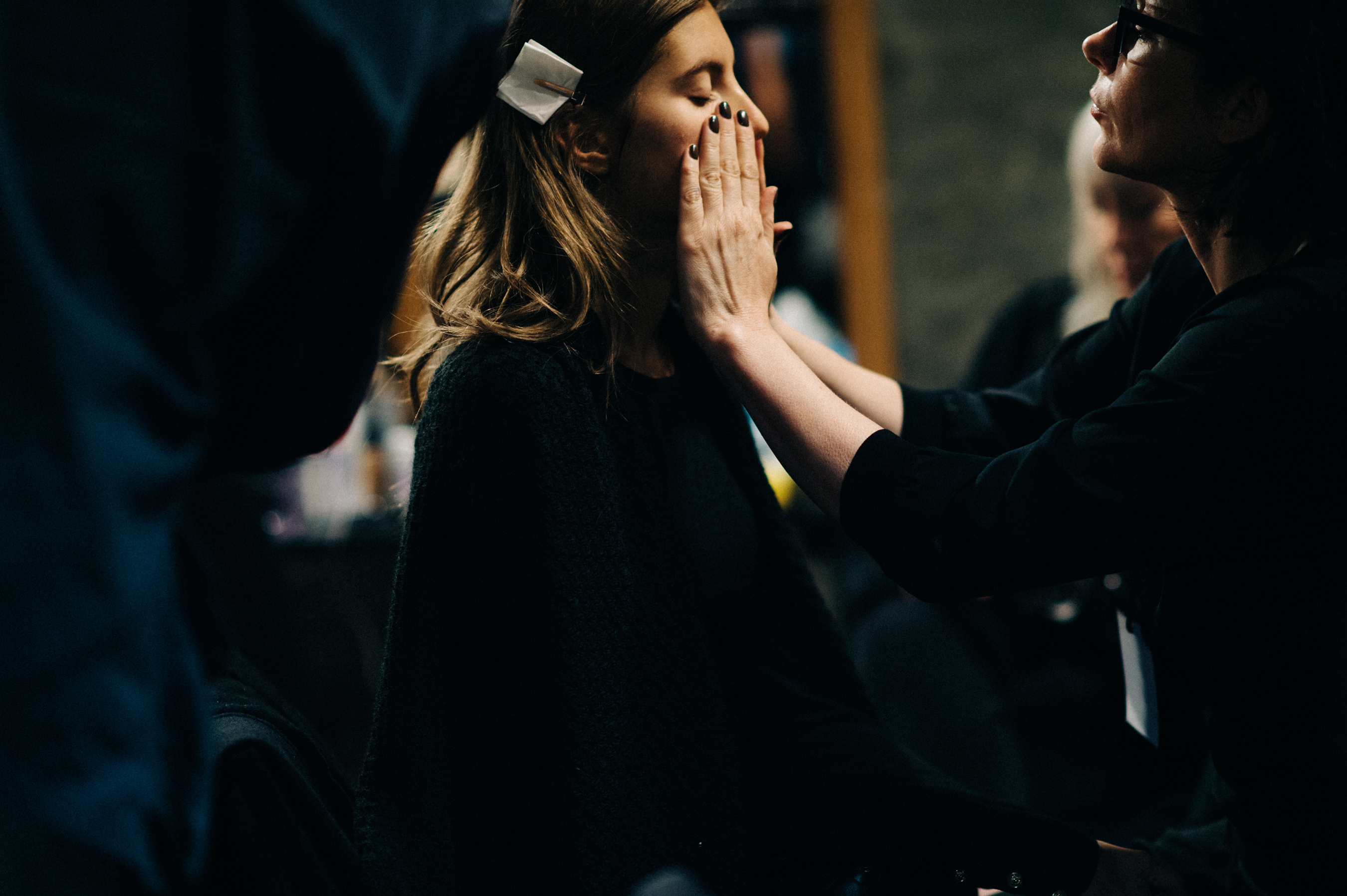 Russian model getting her make up done