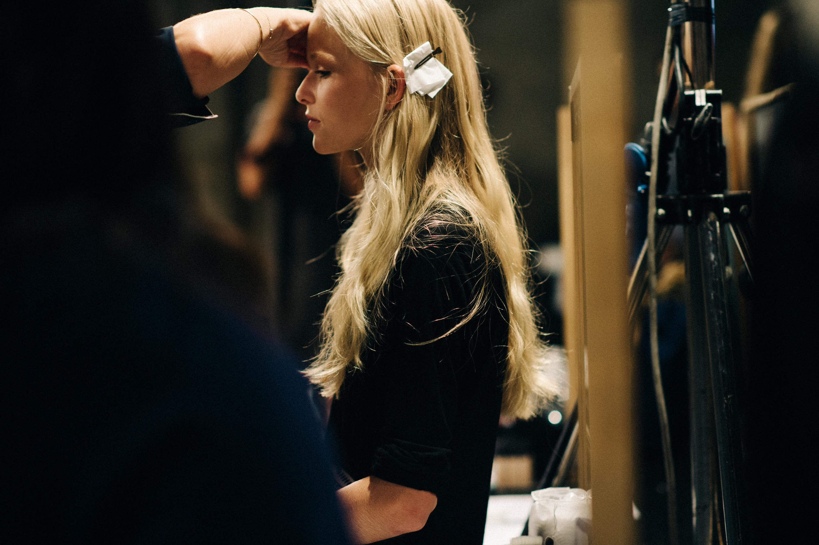 Blonde model before the show