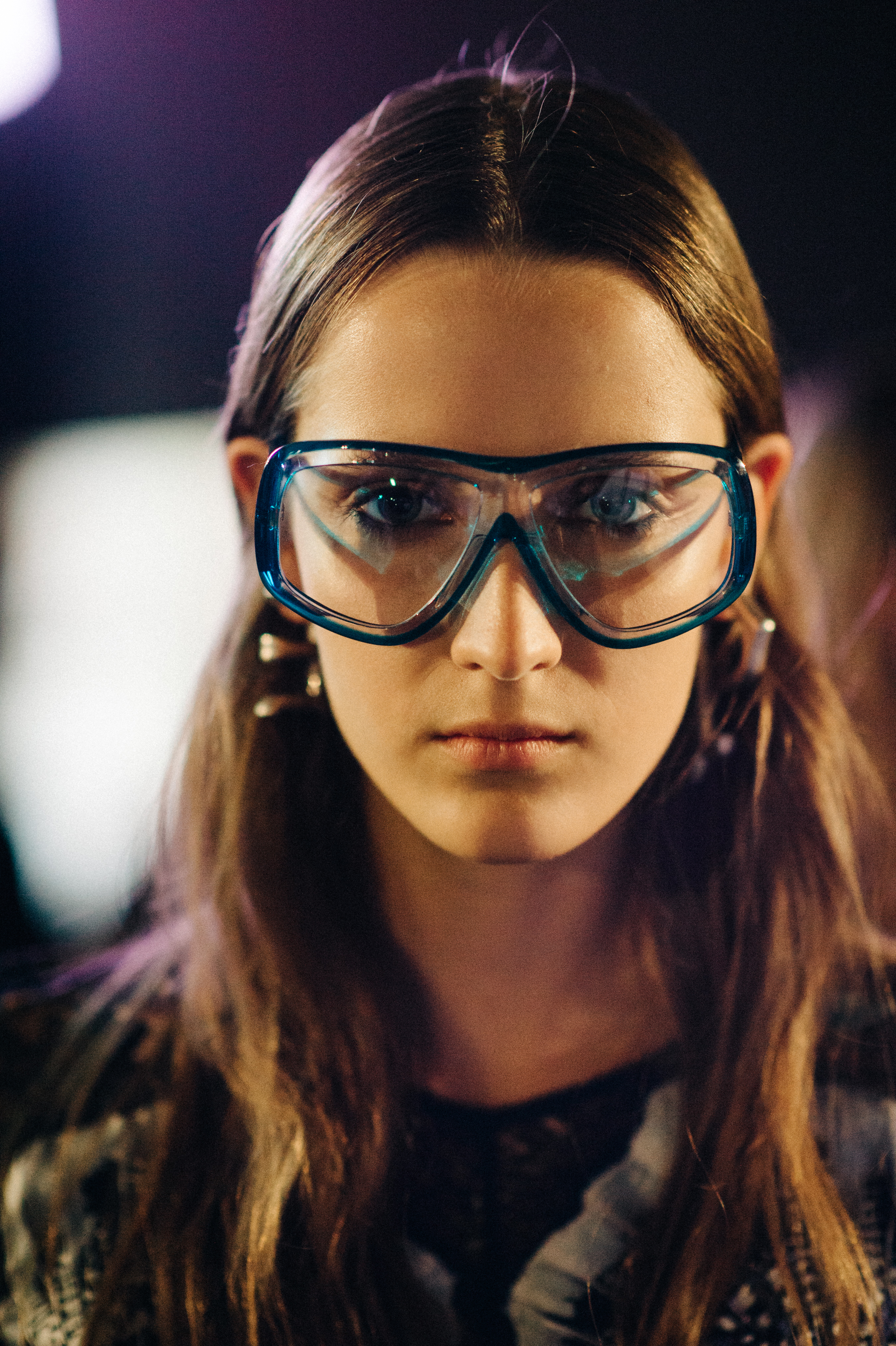 Portrait of a model wearing big glasses
