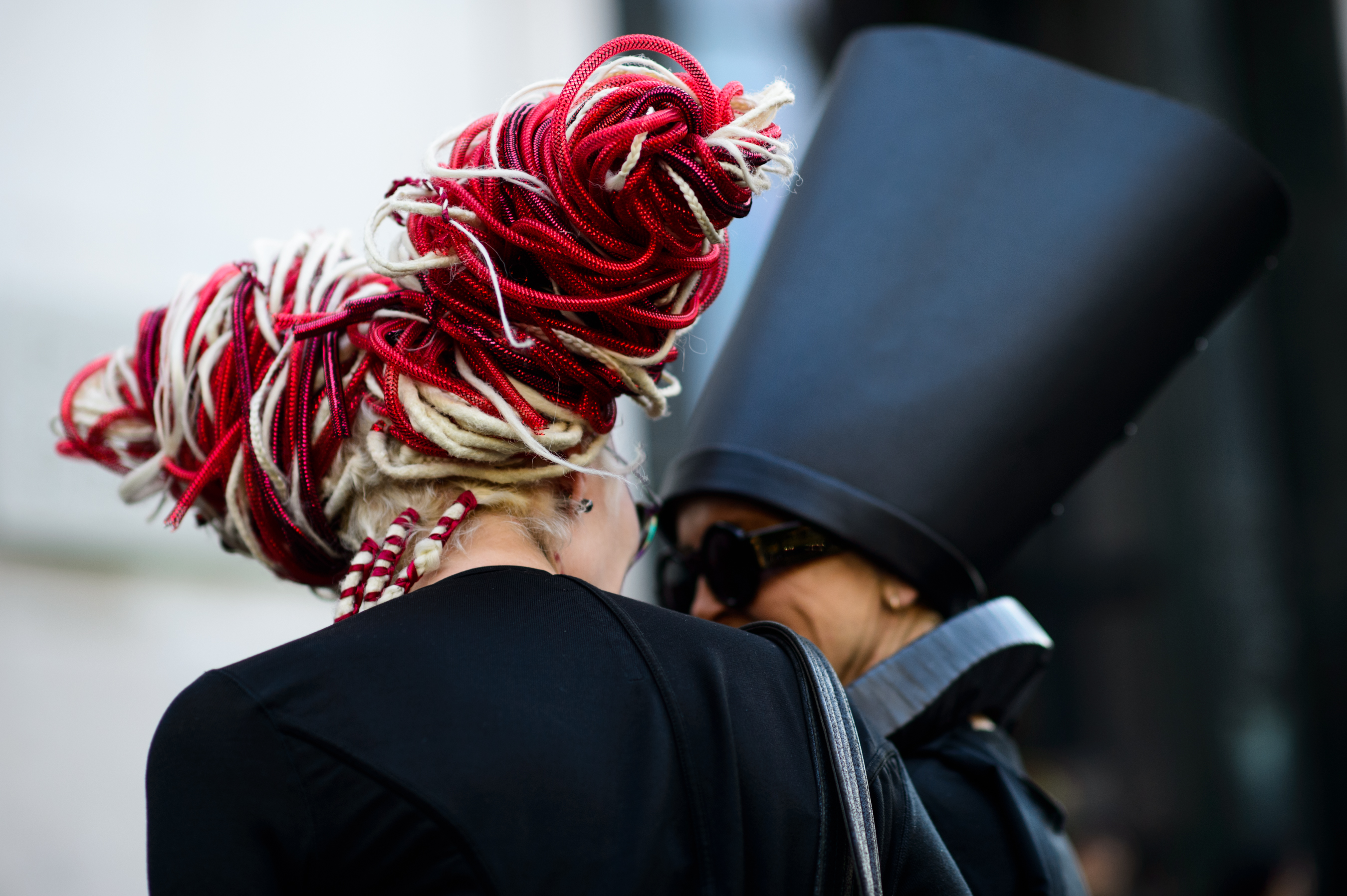 Two women with crazy headdresses