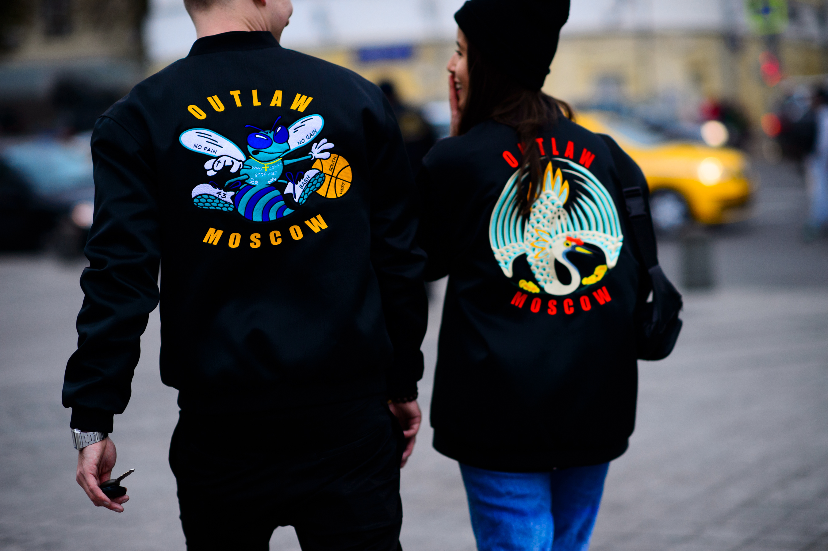 Two Russian designers at the fashion week show venue
