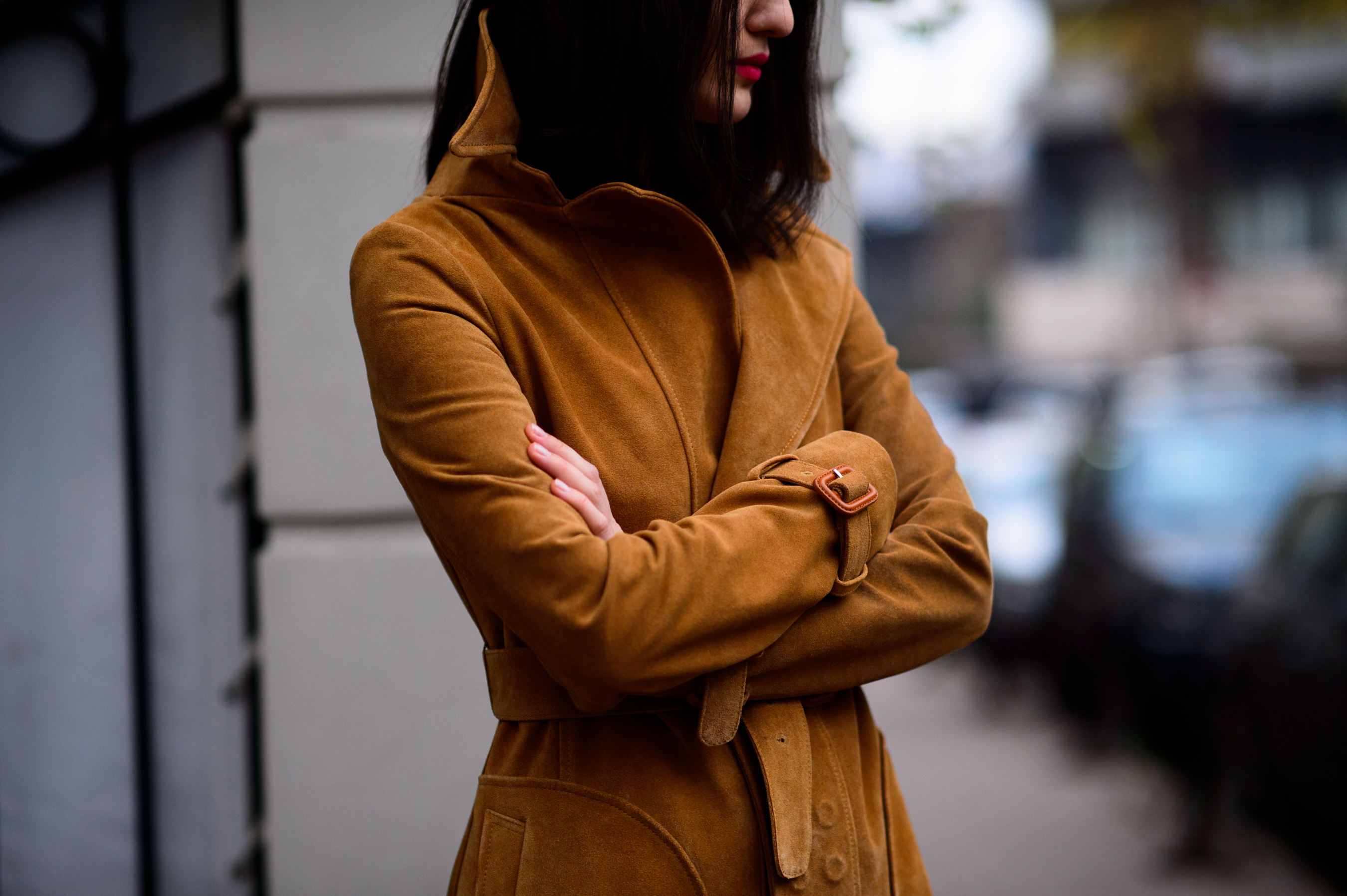Georgian woman wearing camel coat
