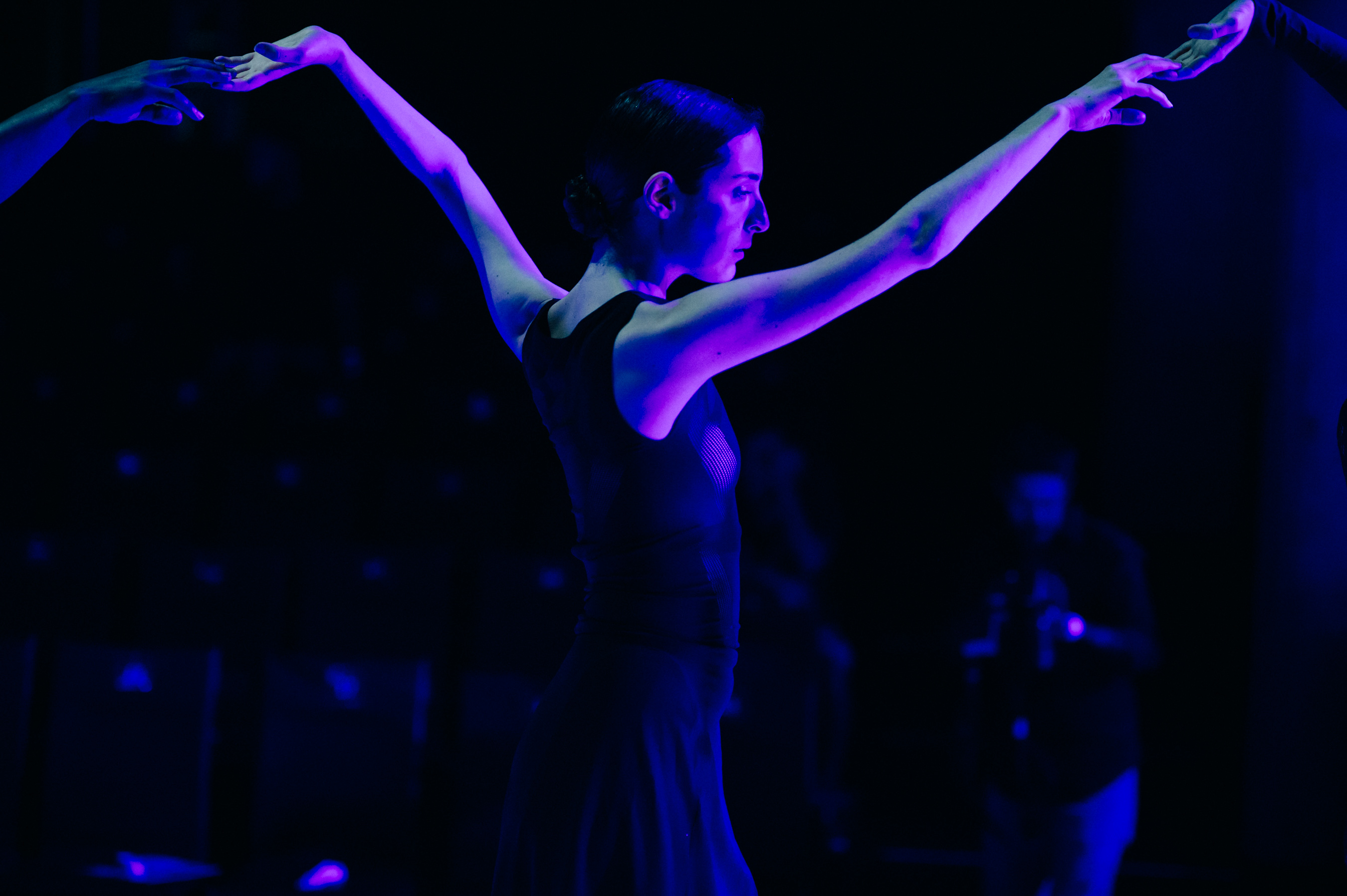 Female dancer rehearsing before the show