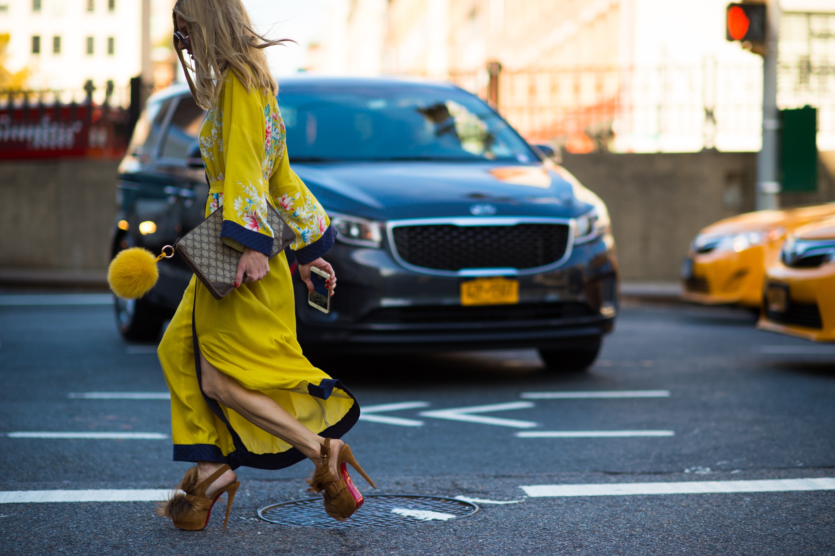 Woman wearing kimono dress