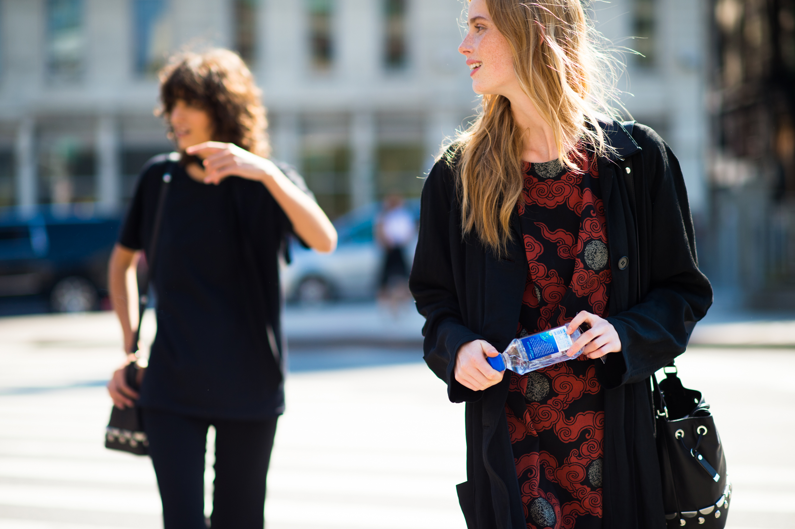 Two models leaving after the show