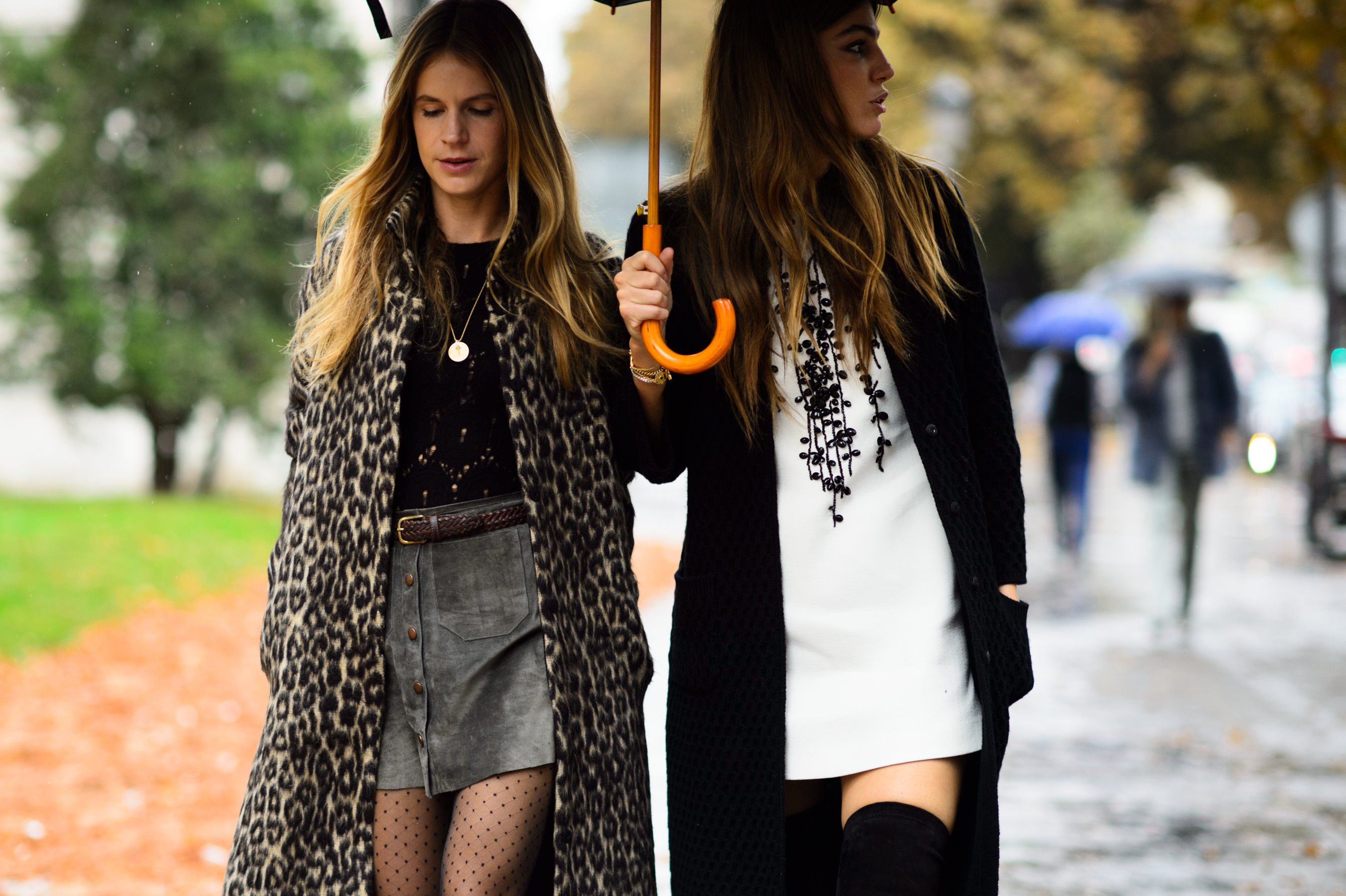 Two women walking after the show
