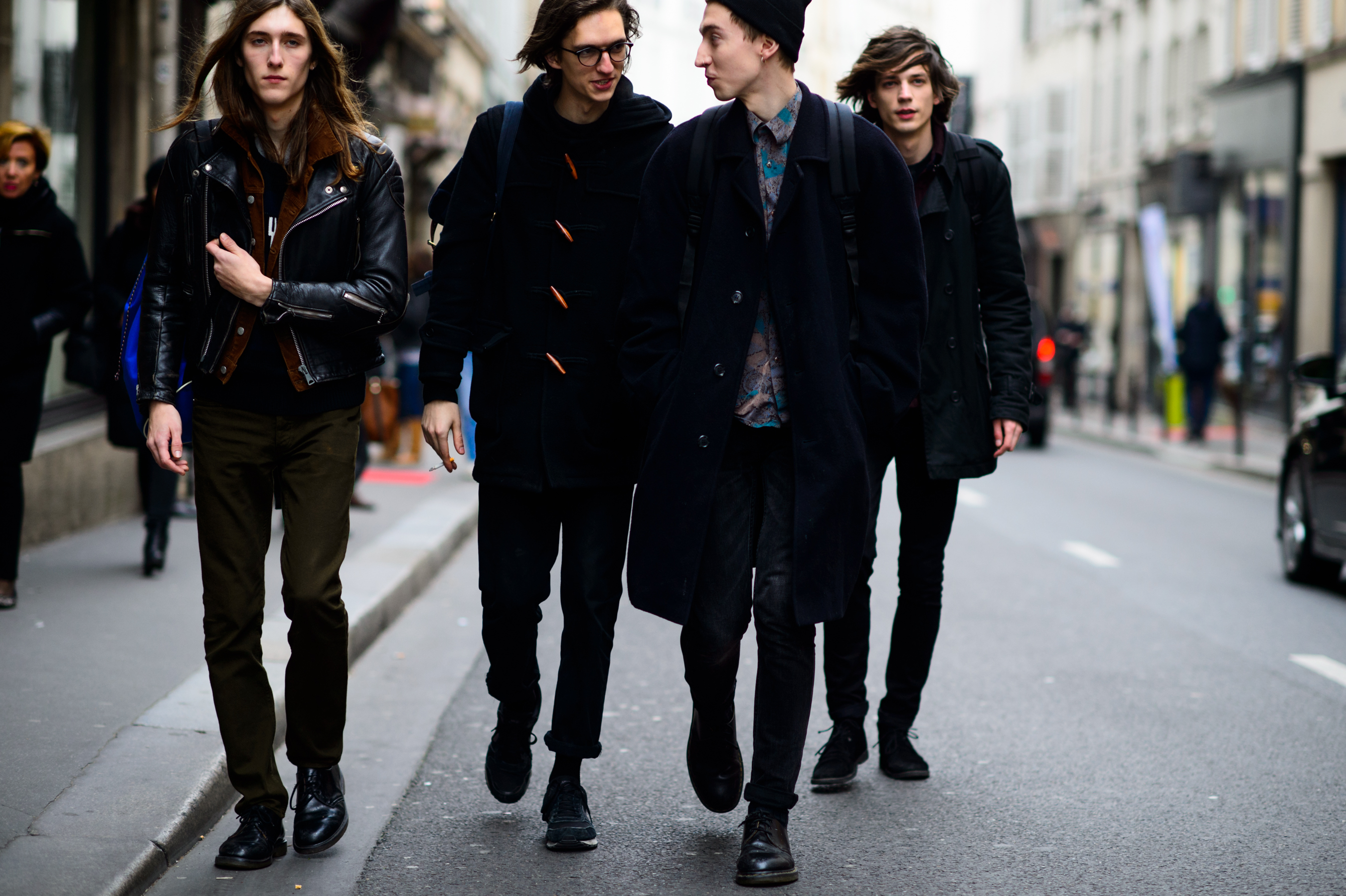 Group of male models after the show