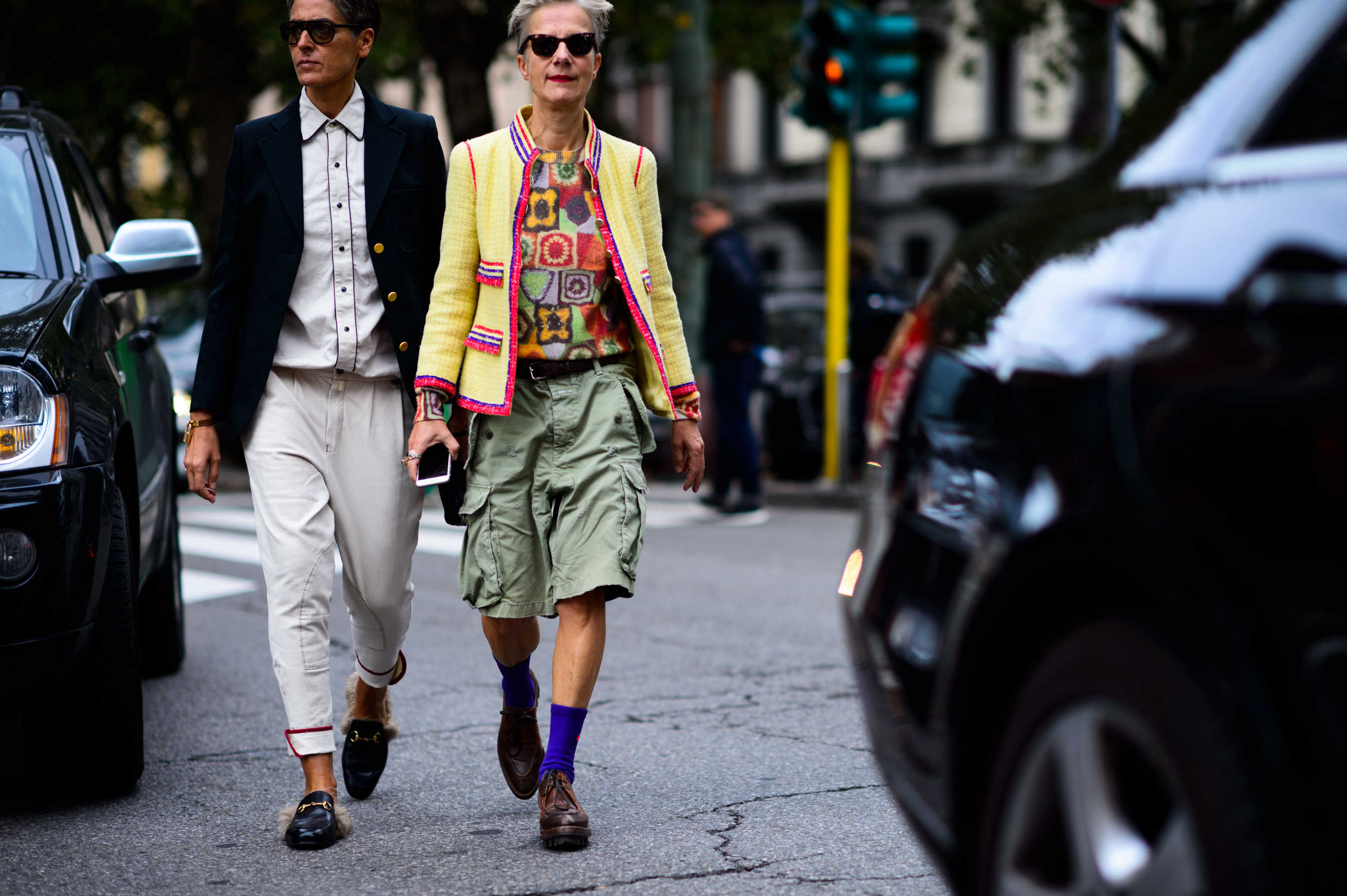 Two women walking after the show