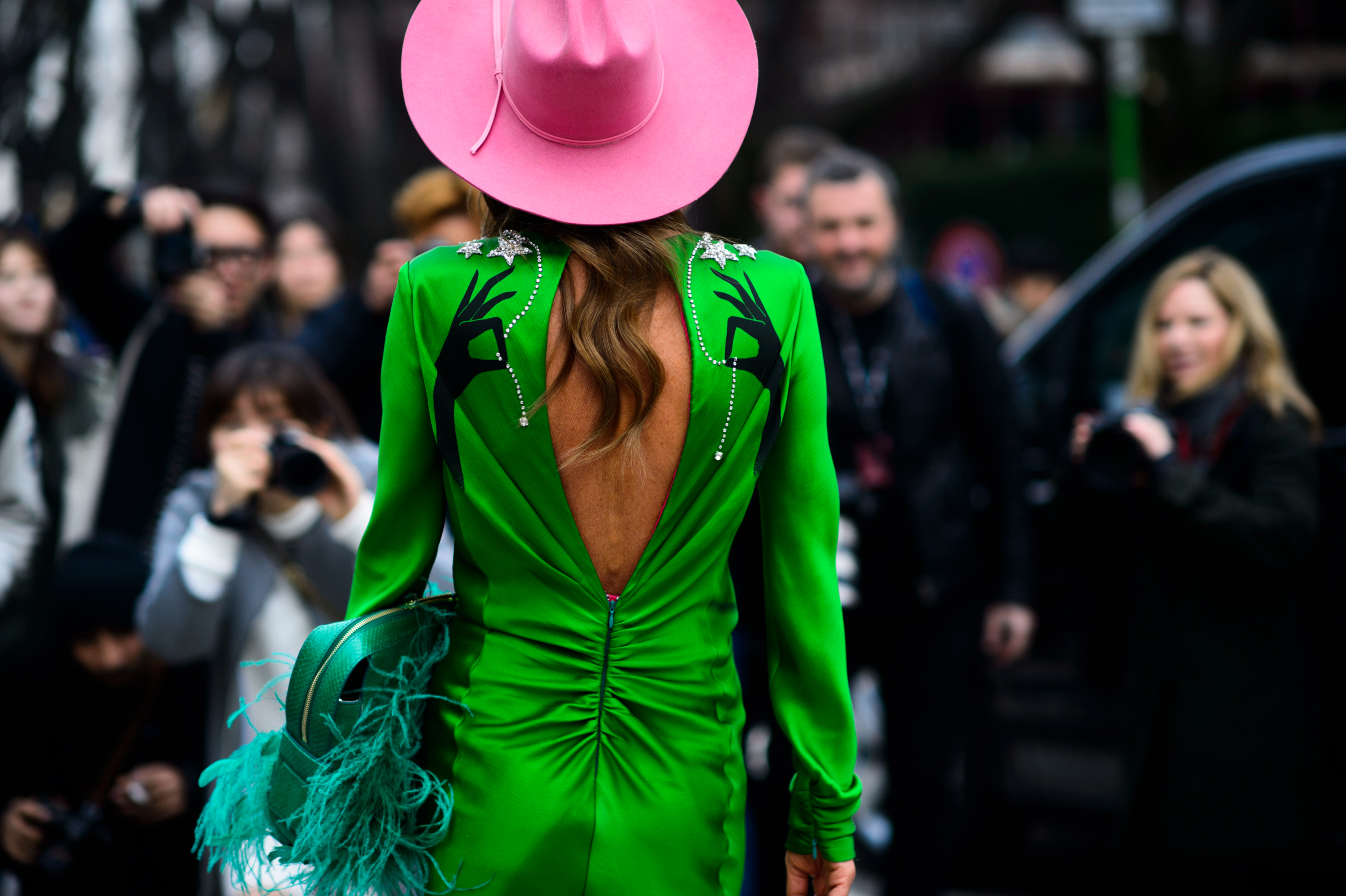 Japanese Vogue editor wearing green dress