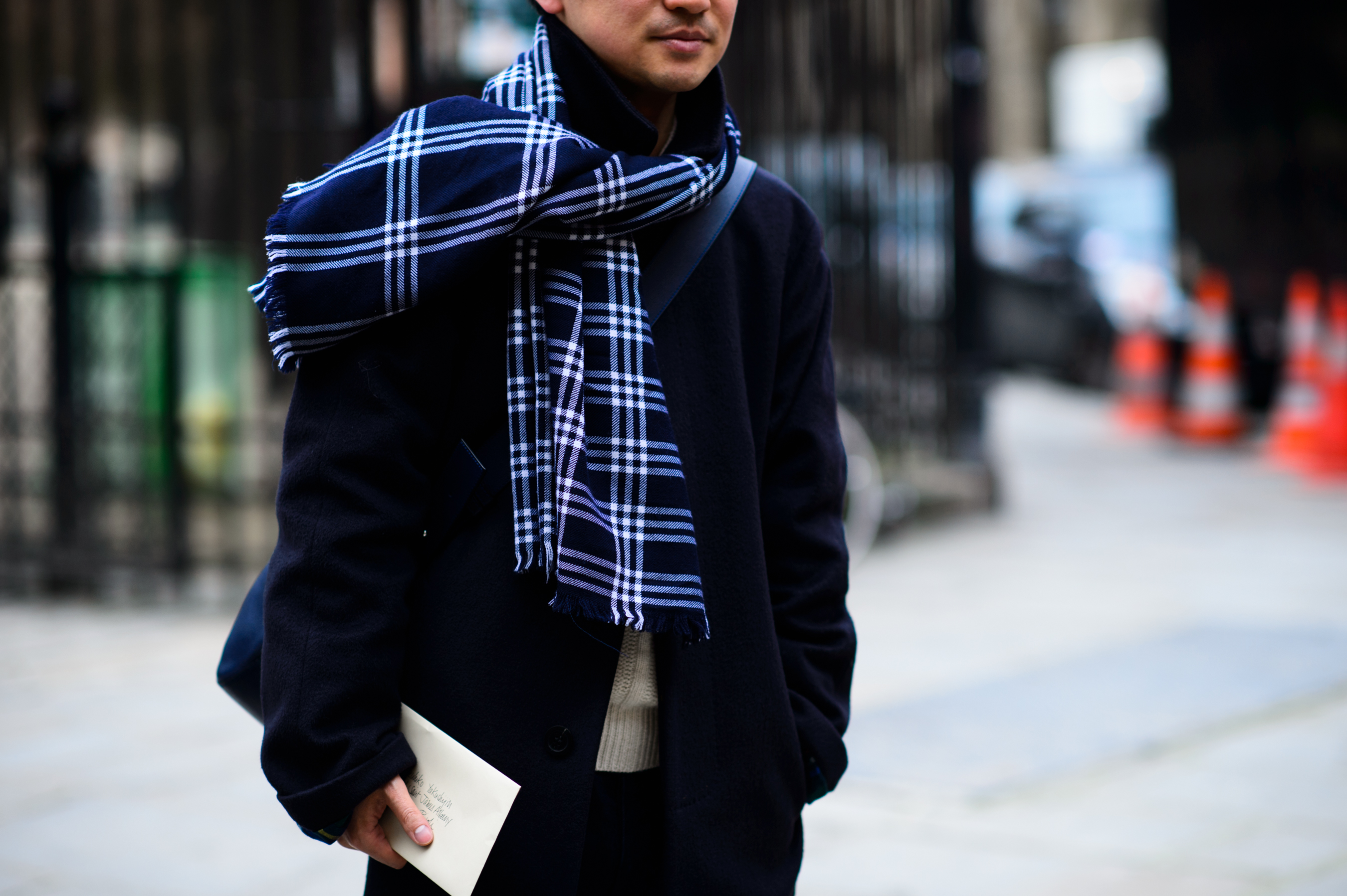 Man wearing scarf before the show