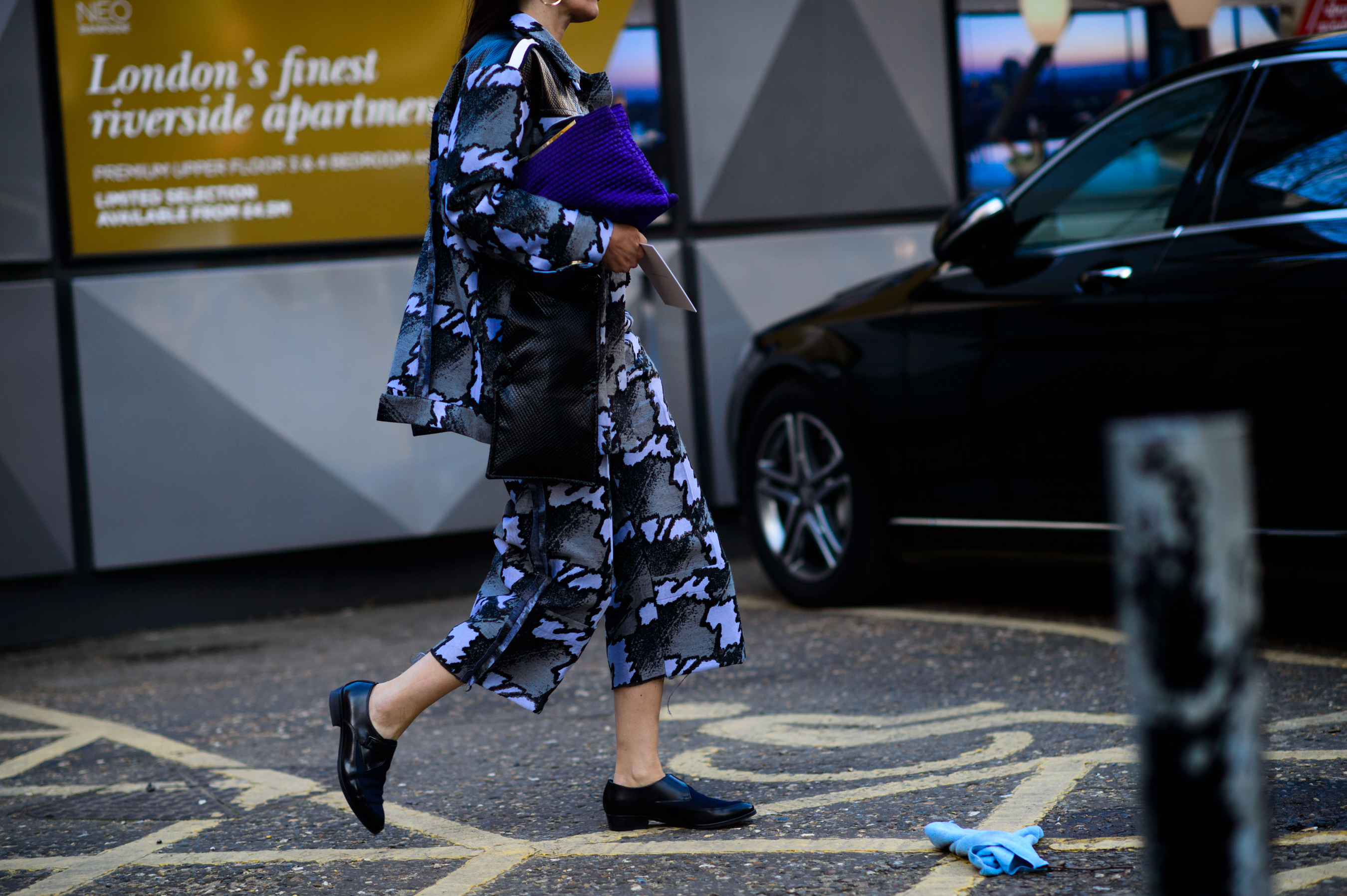 Woman wearing printed outfit