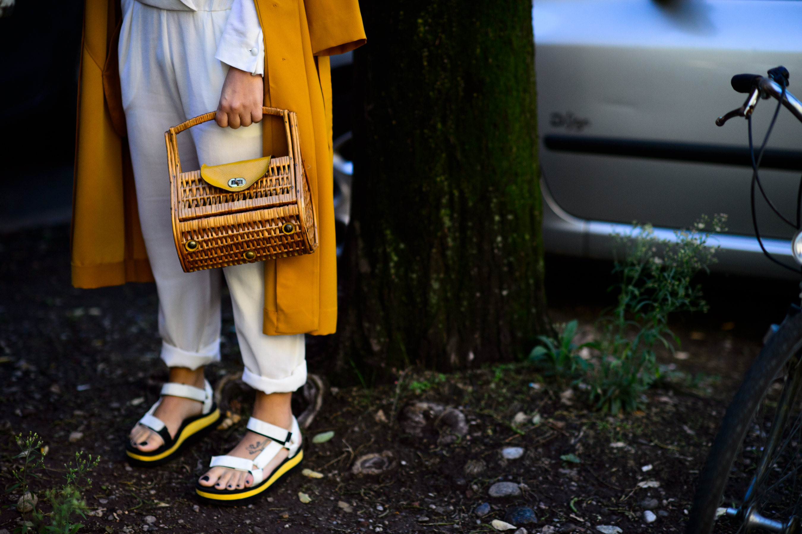 Close up of bag and sandals