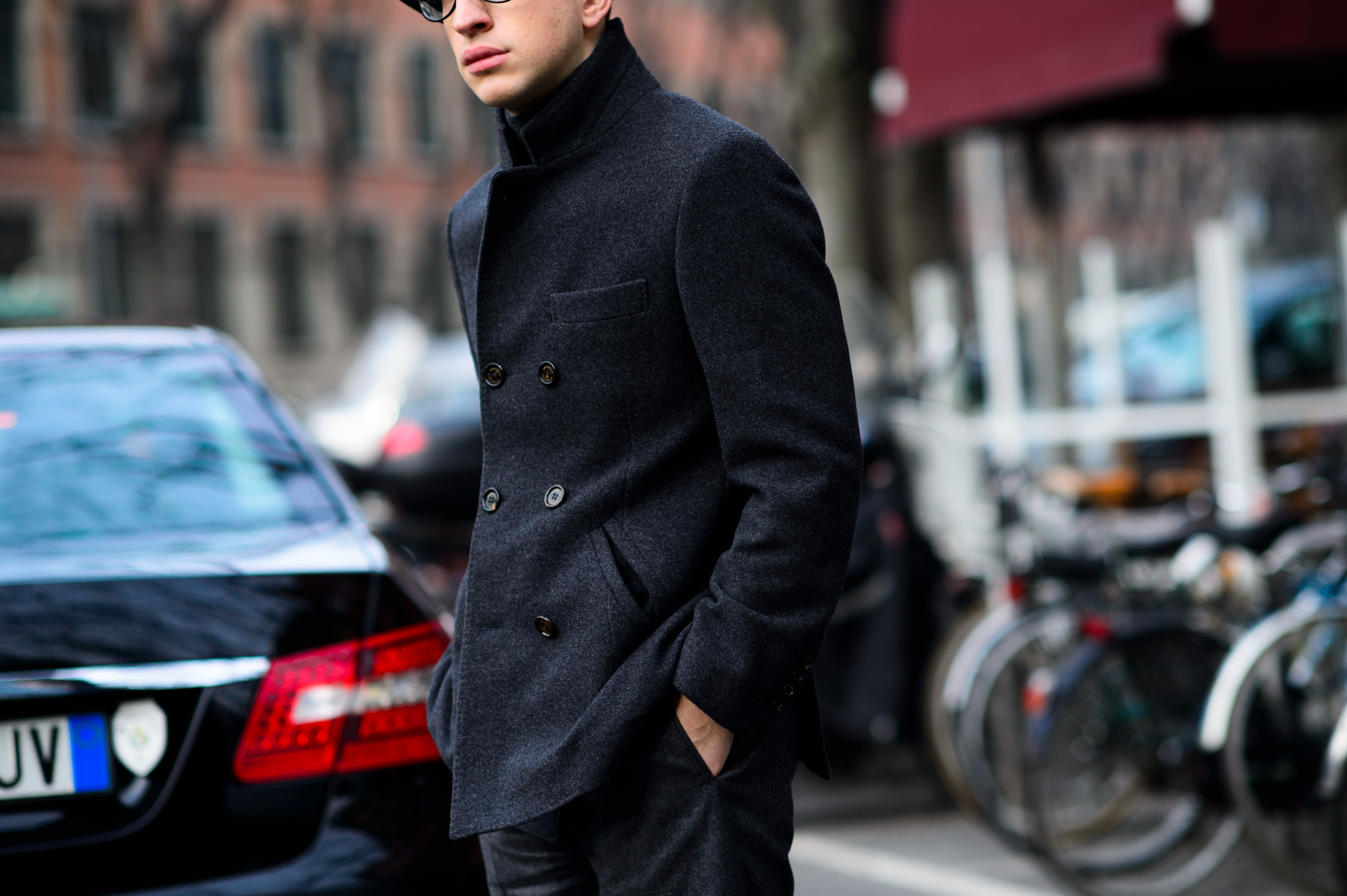 Man wearing grey blazer in Italy
