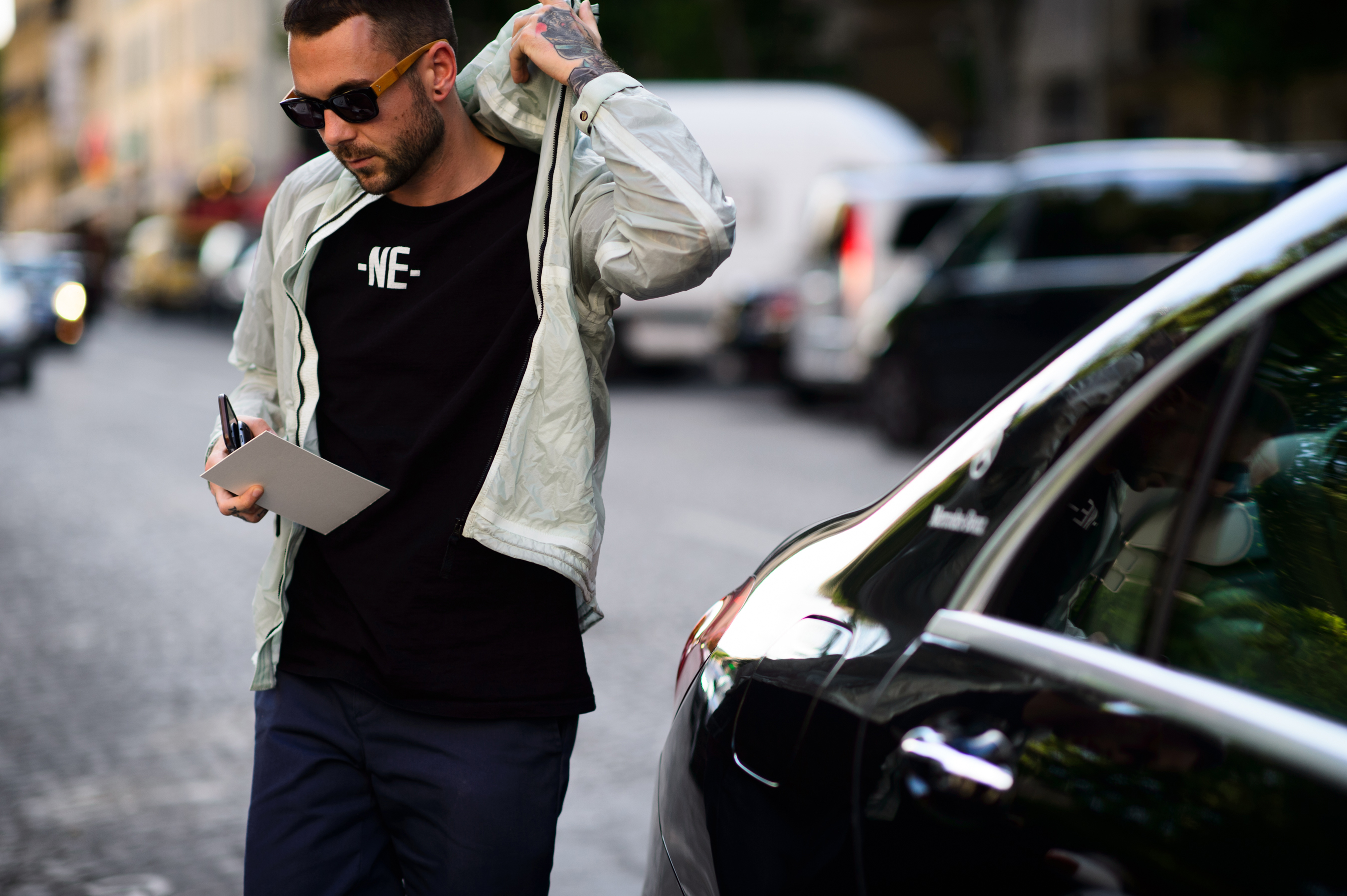 Man fixing his jacket