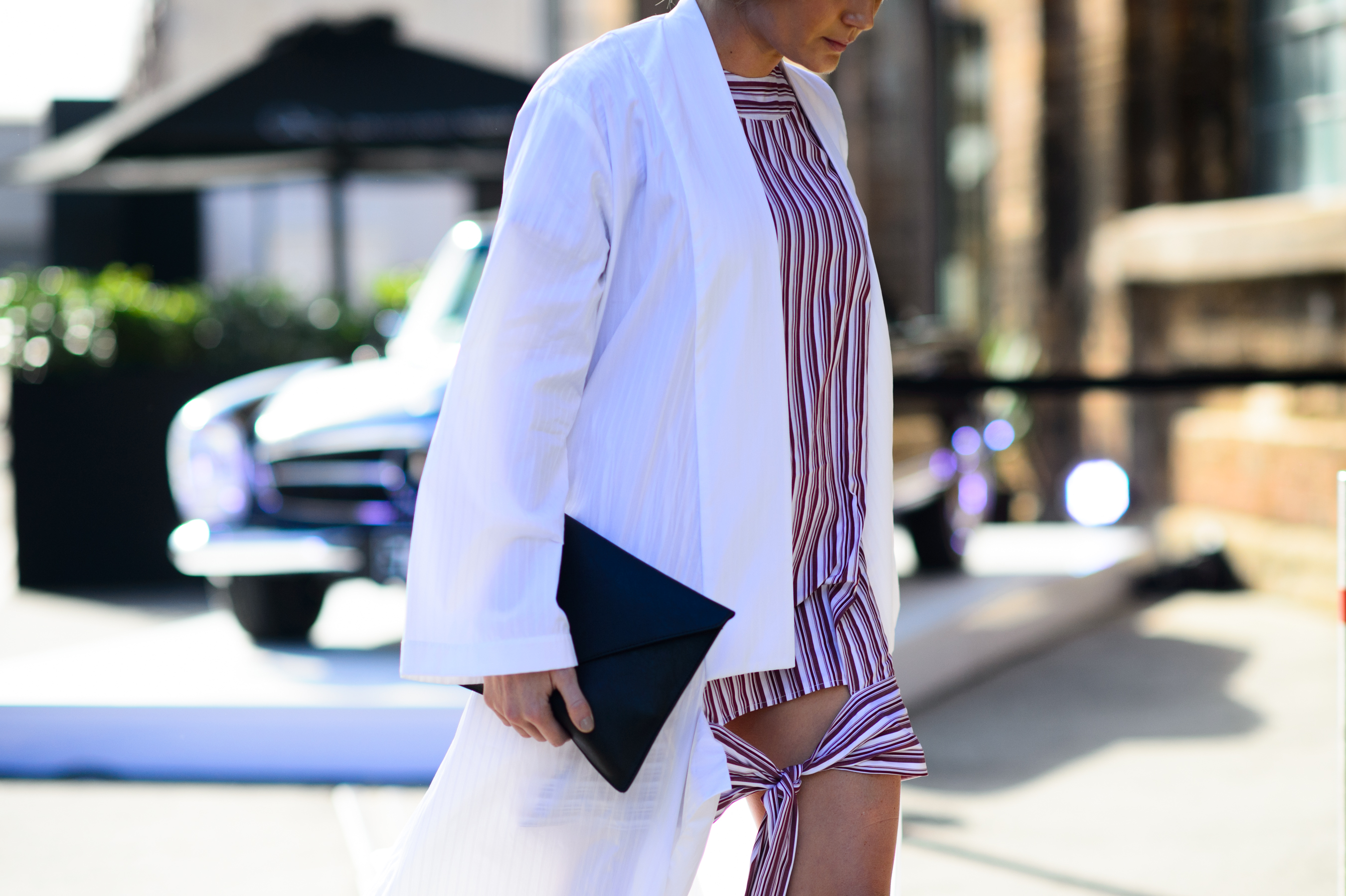 Woman wearing white cotton outfit