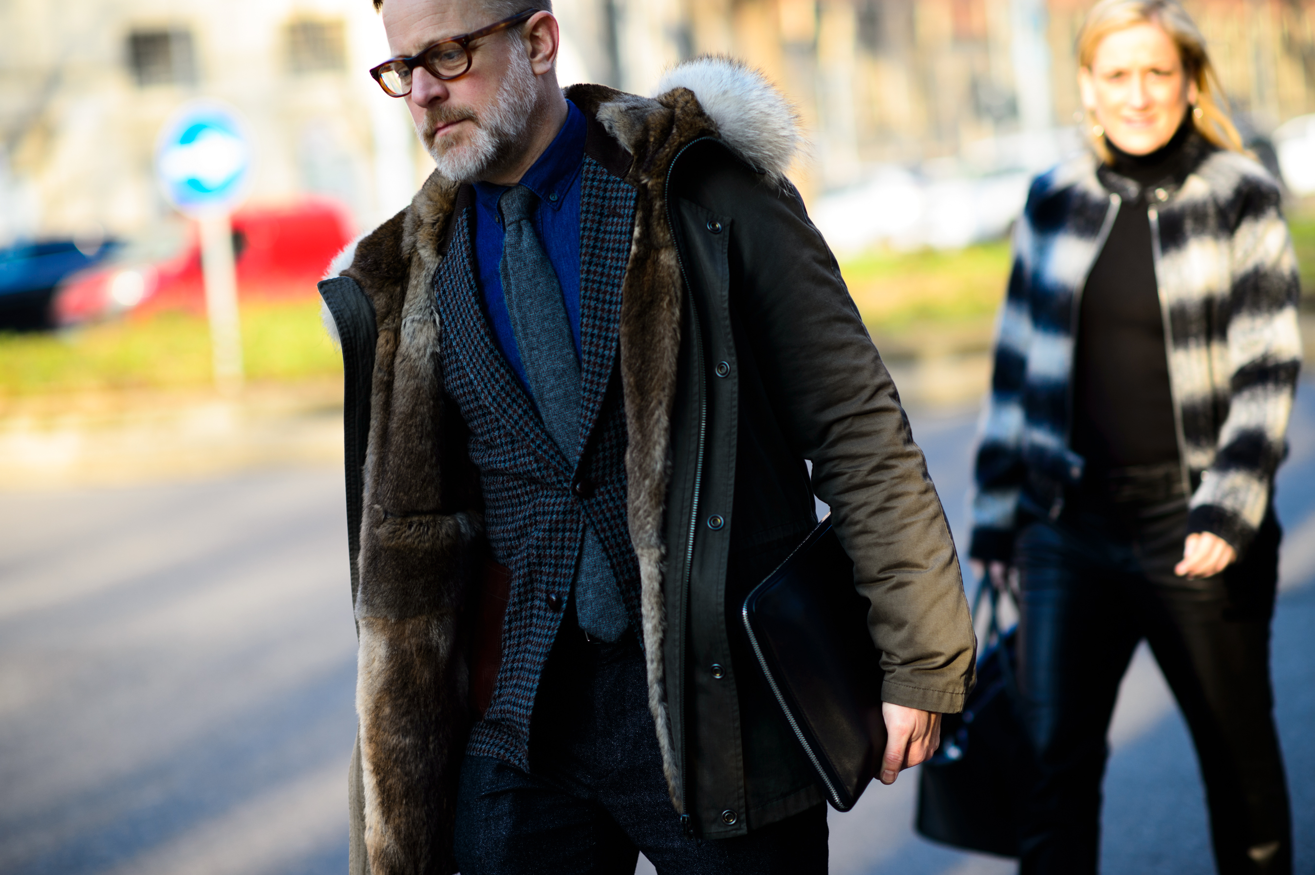 Man wearing suit and warm coat