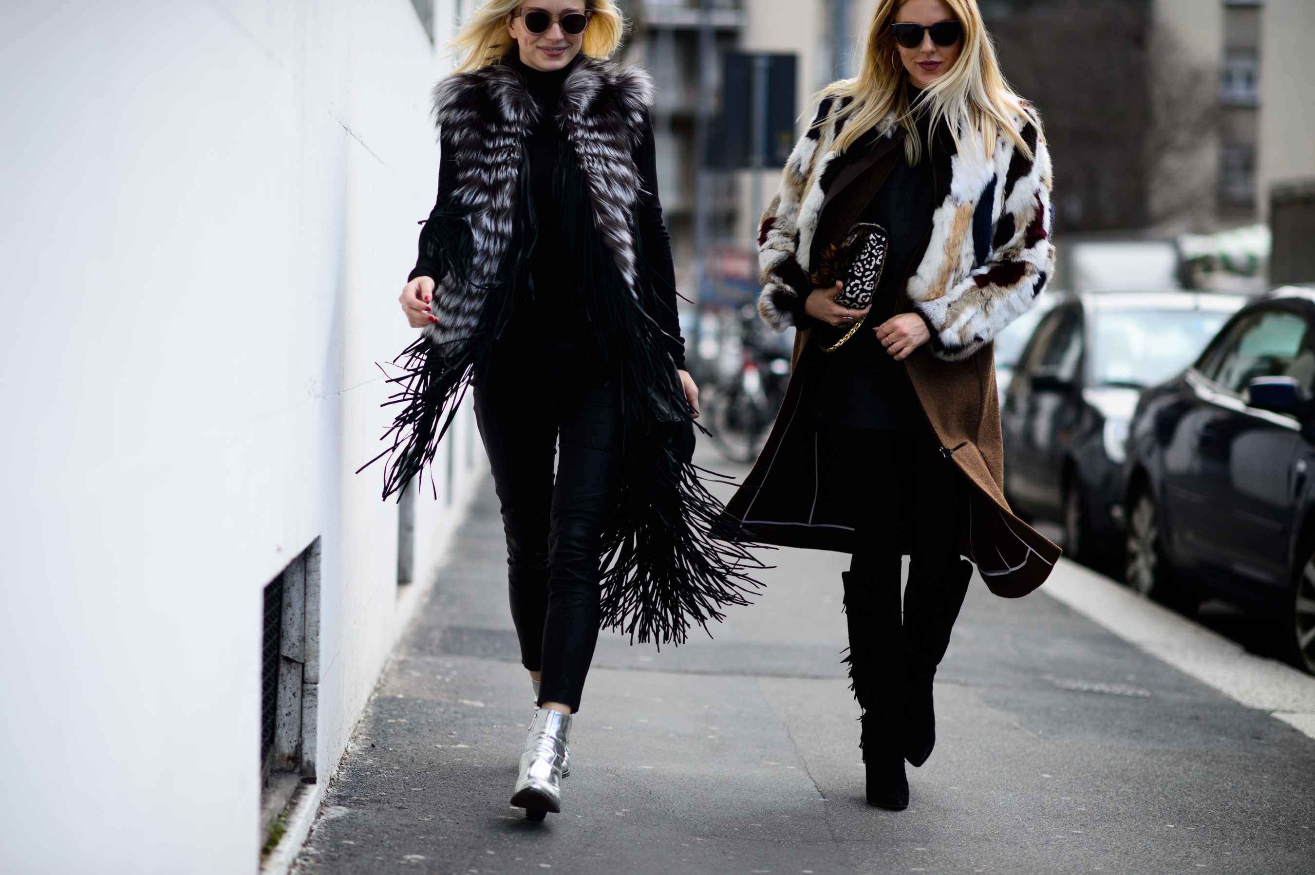 Two American women wearing fur