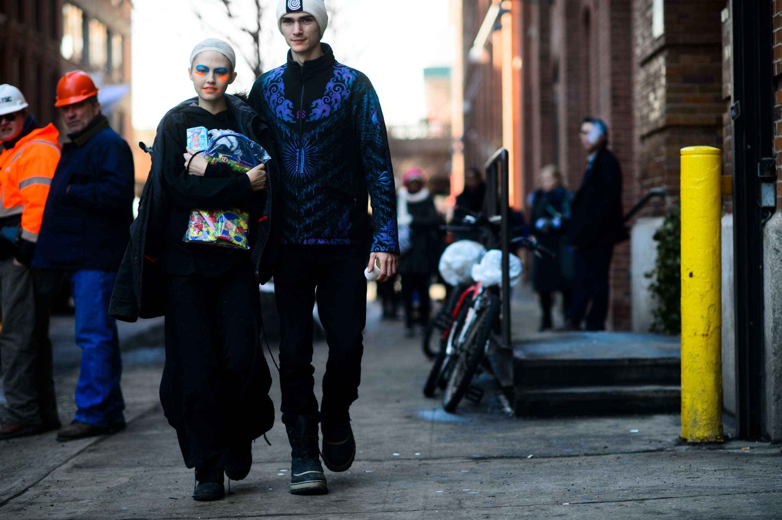 Two American model after Jeremy Scott show