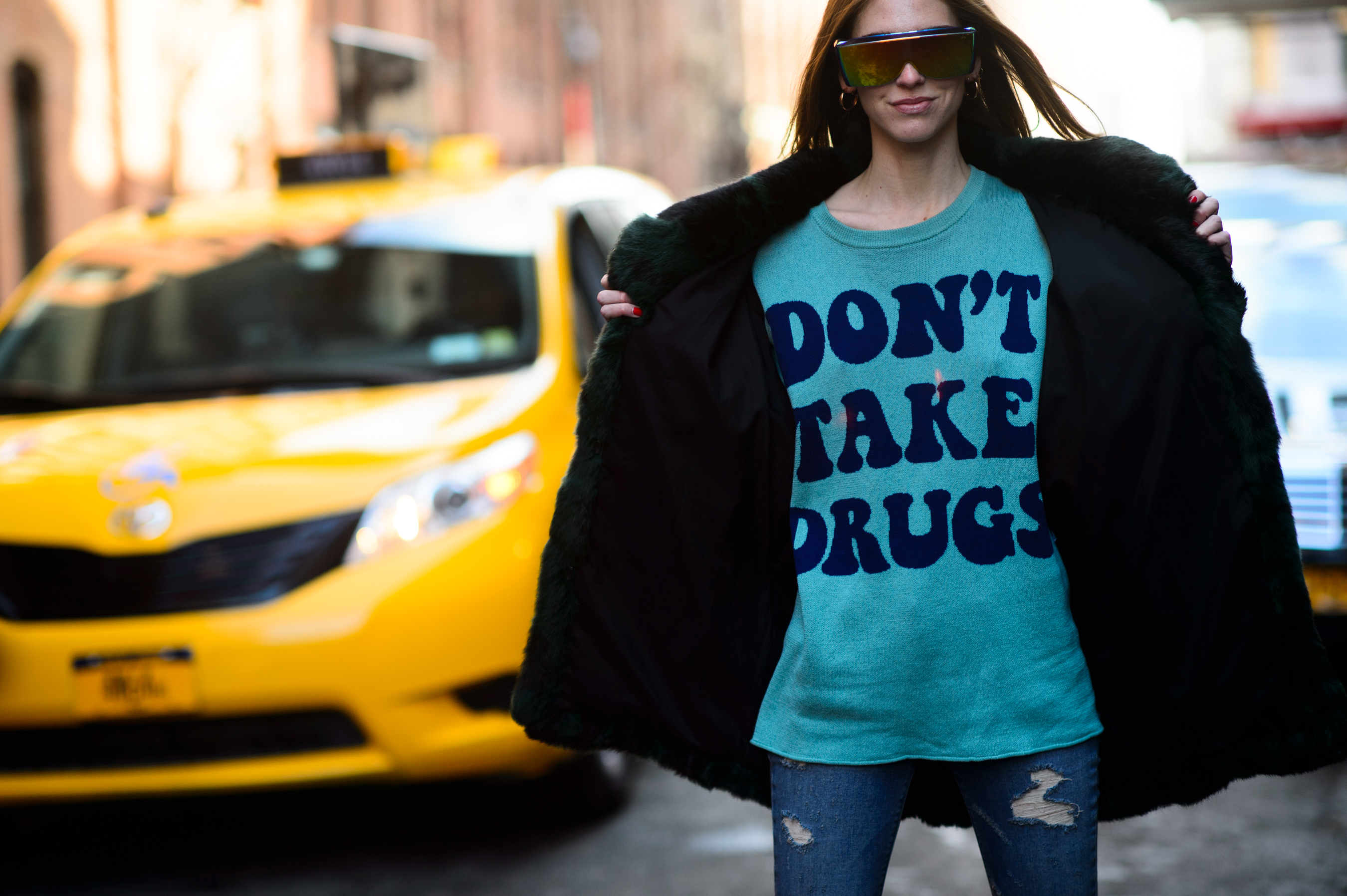 Italian blogger wearing blue sweater