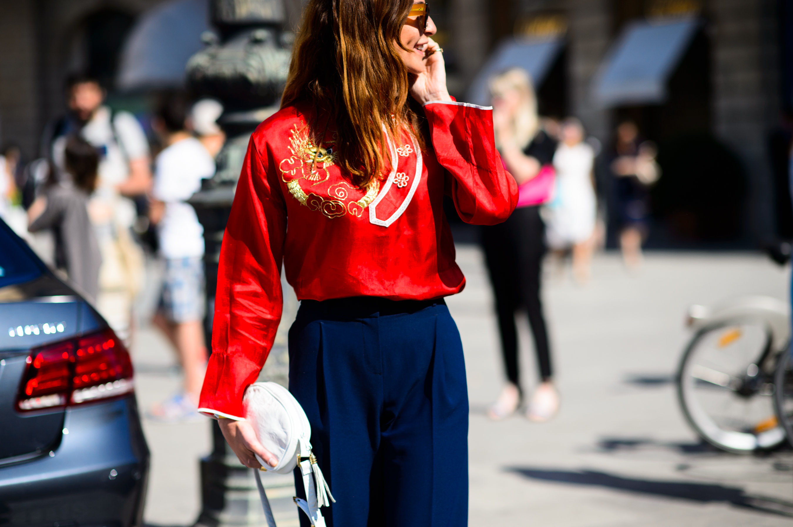 Turkish stylist wearing silk top