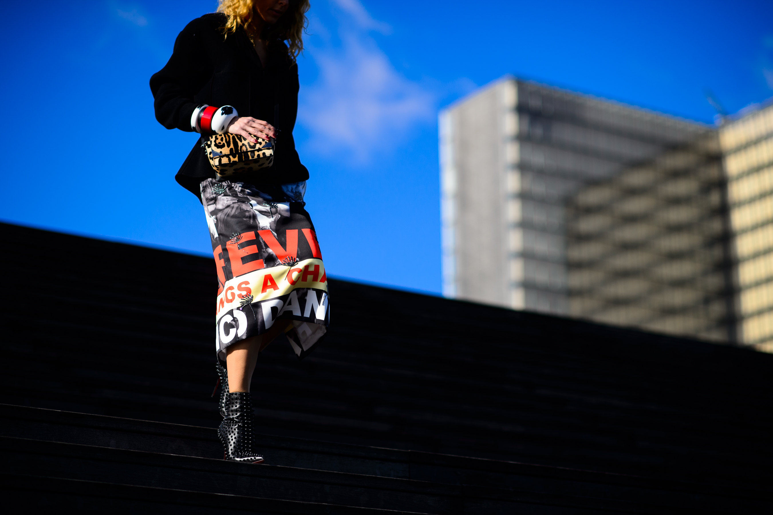 French buyer walking down the stairs