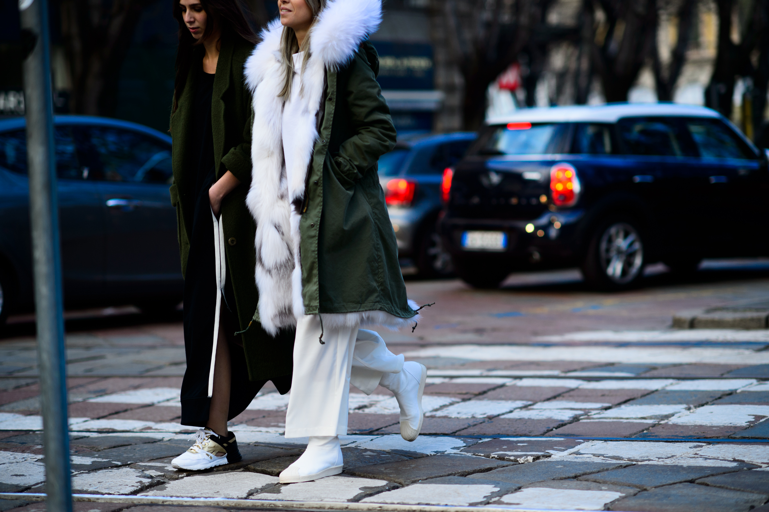 Two Italian girls walking together
