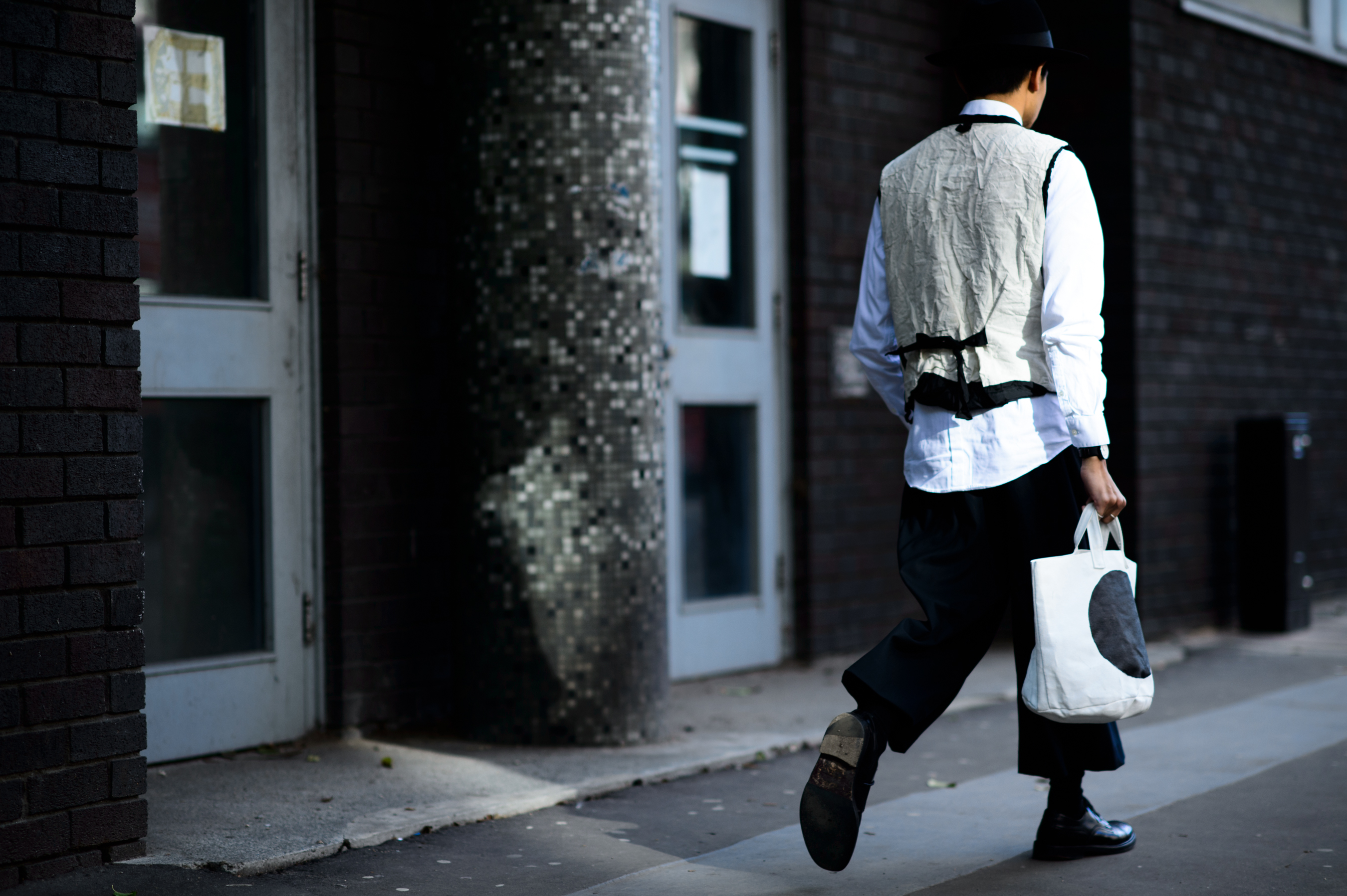 Man wearing vintage suit before the show
