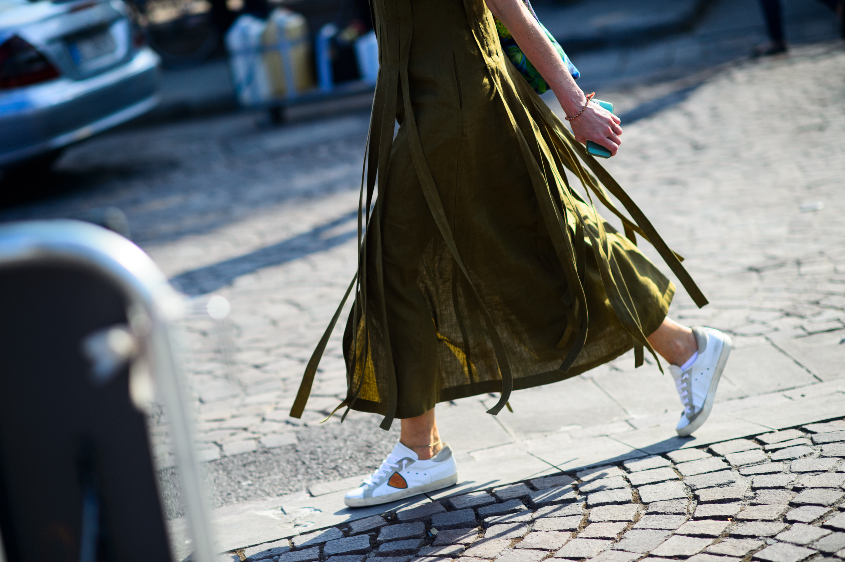 Woman wearing khaki skirt