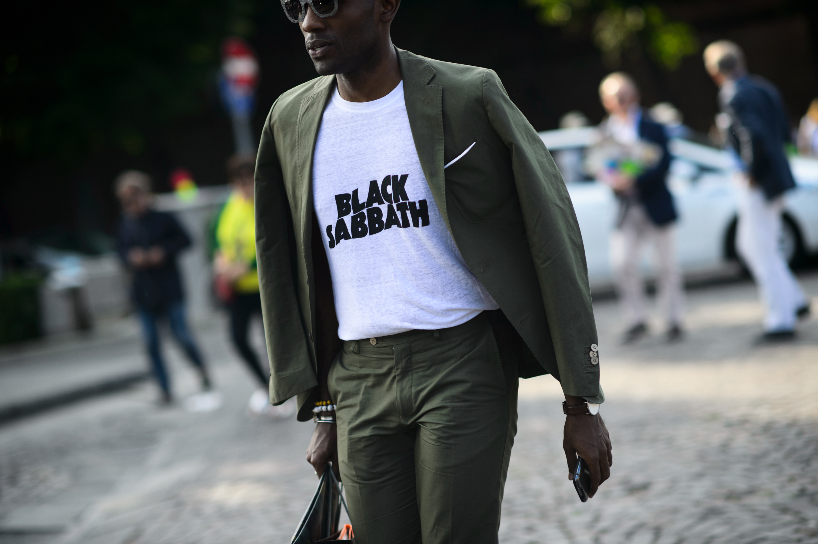 Man wearing Black Sabbath t-shirt