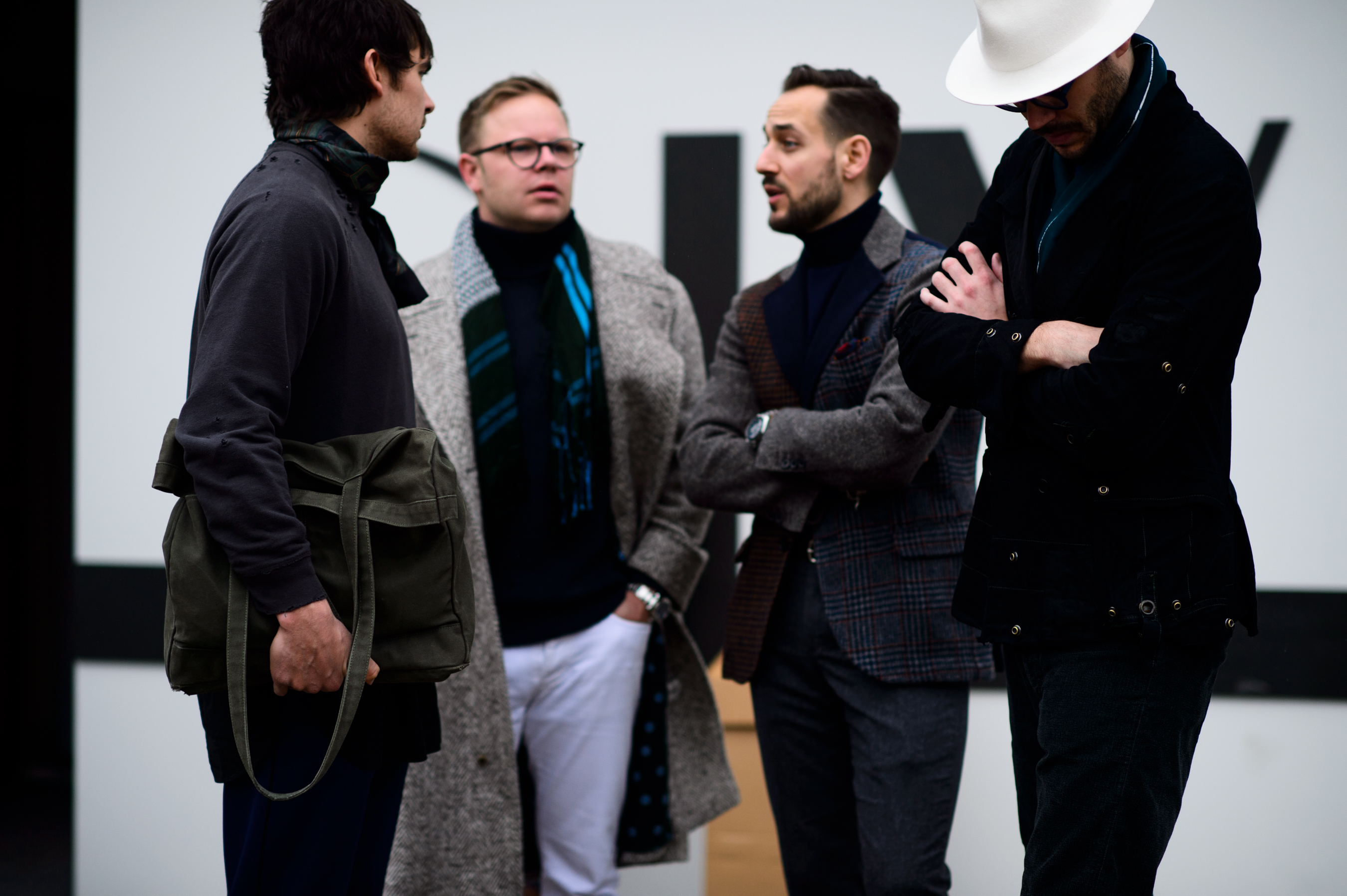 Group of men at the Pitti Uomo venue