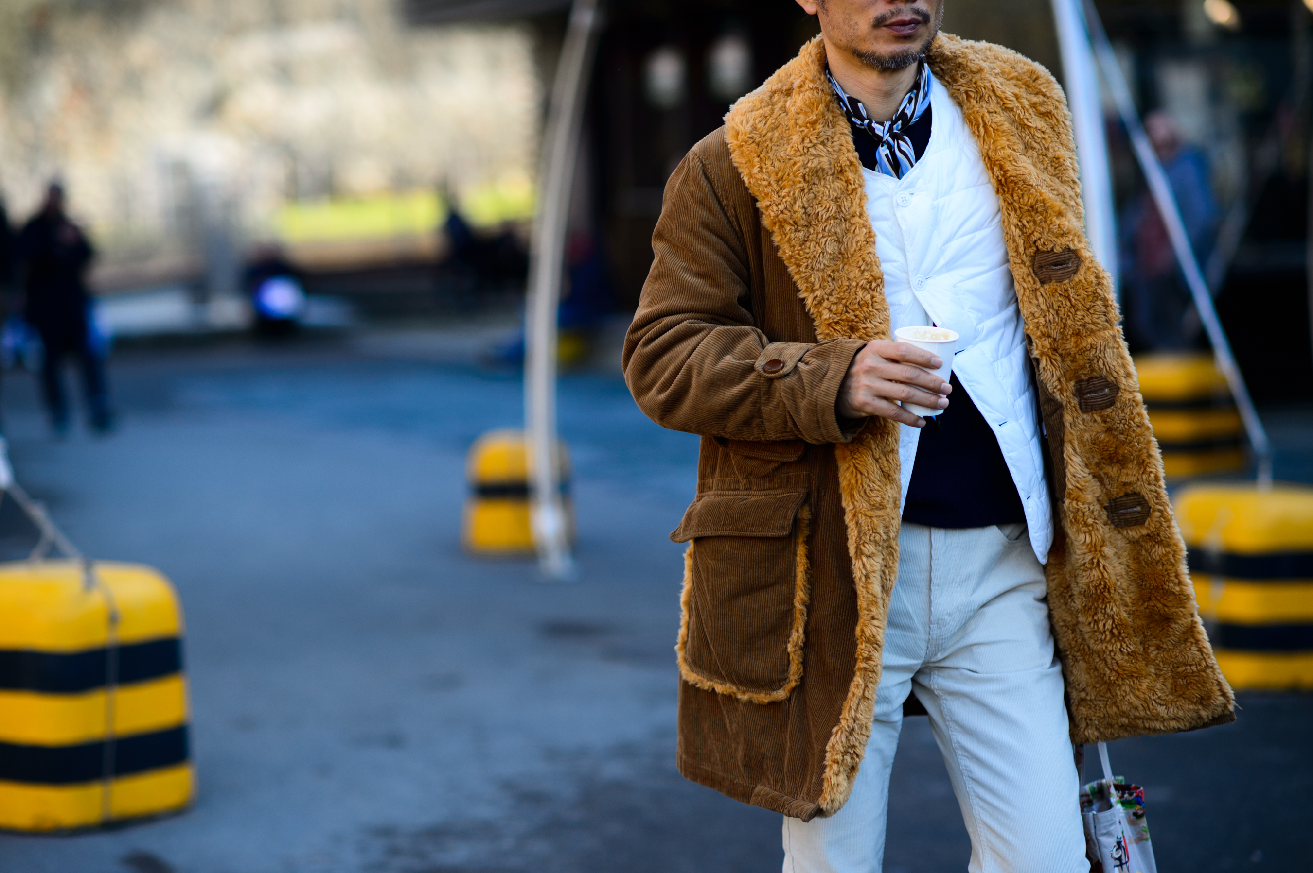 Man wearing warm jacket and vest
