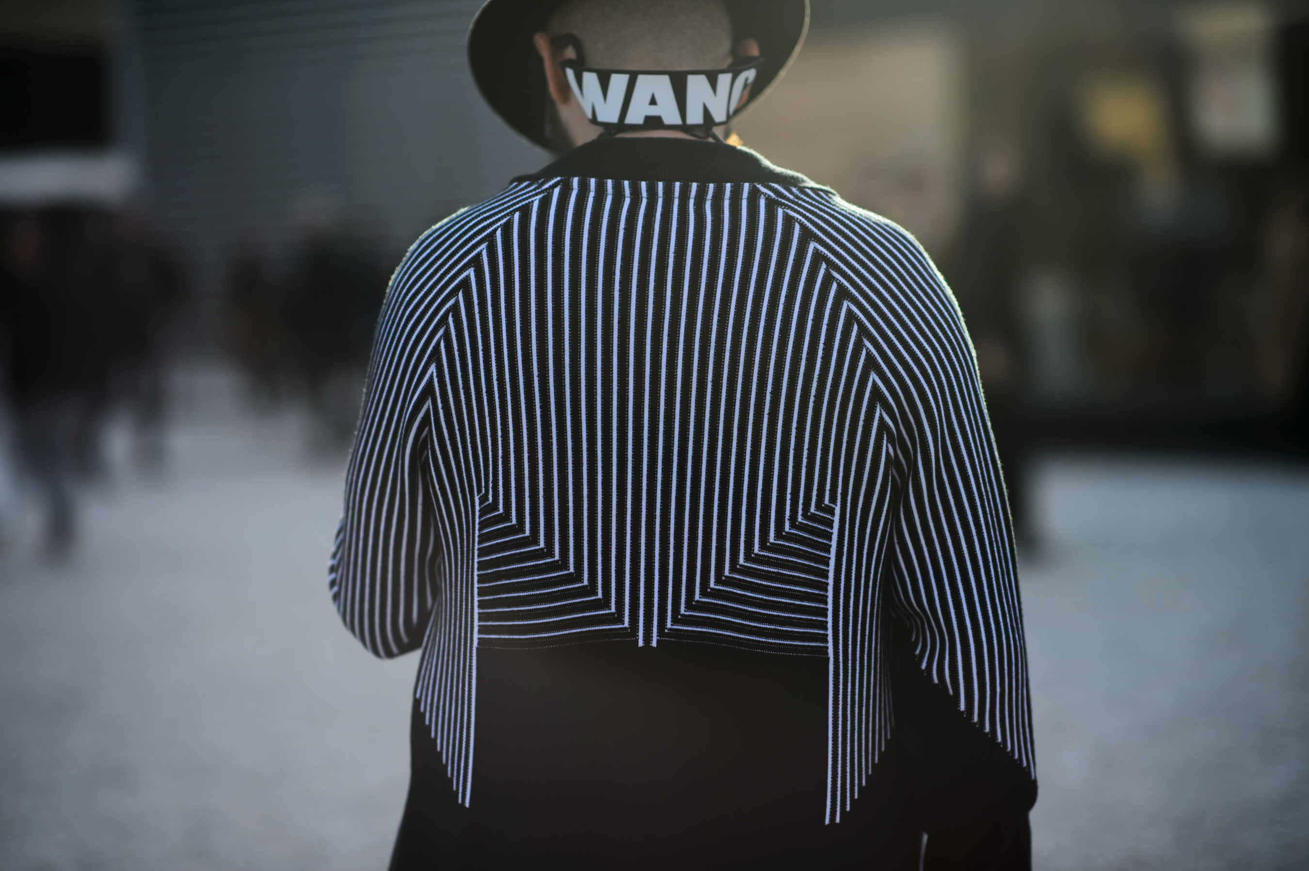 Man wearing graphic jacket