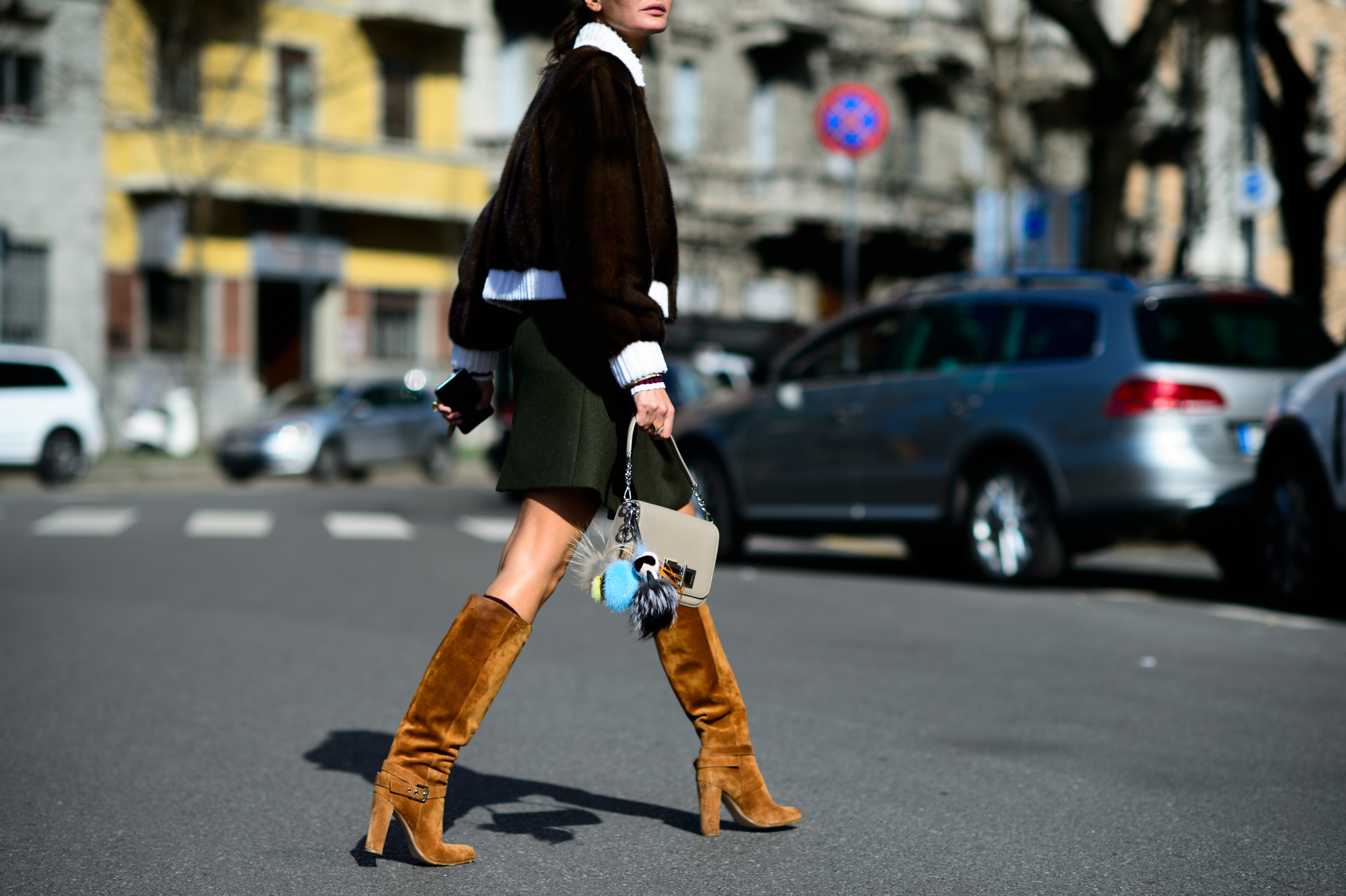 Italian stylist wearing suede boots
