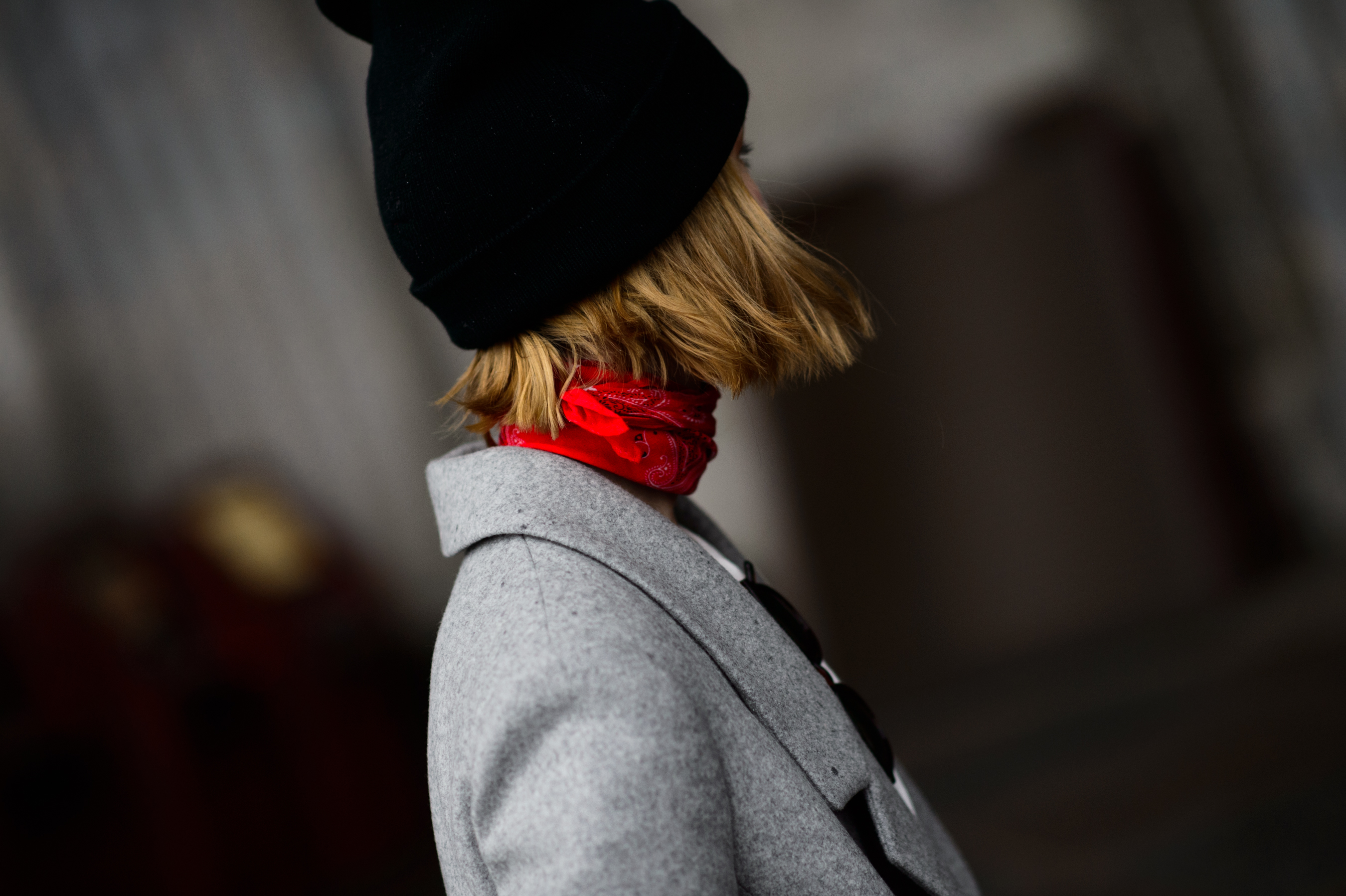 Russian blogger girl wearing red scarf