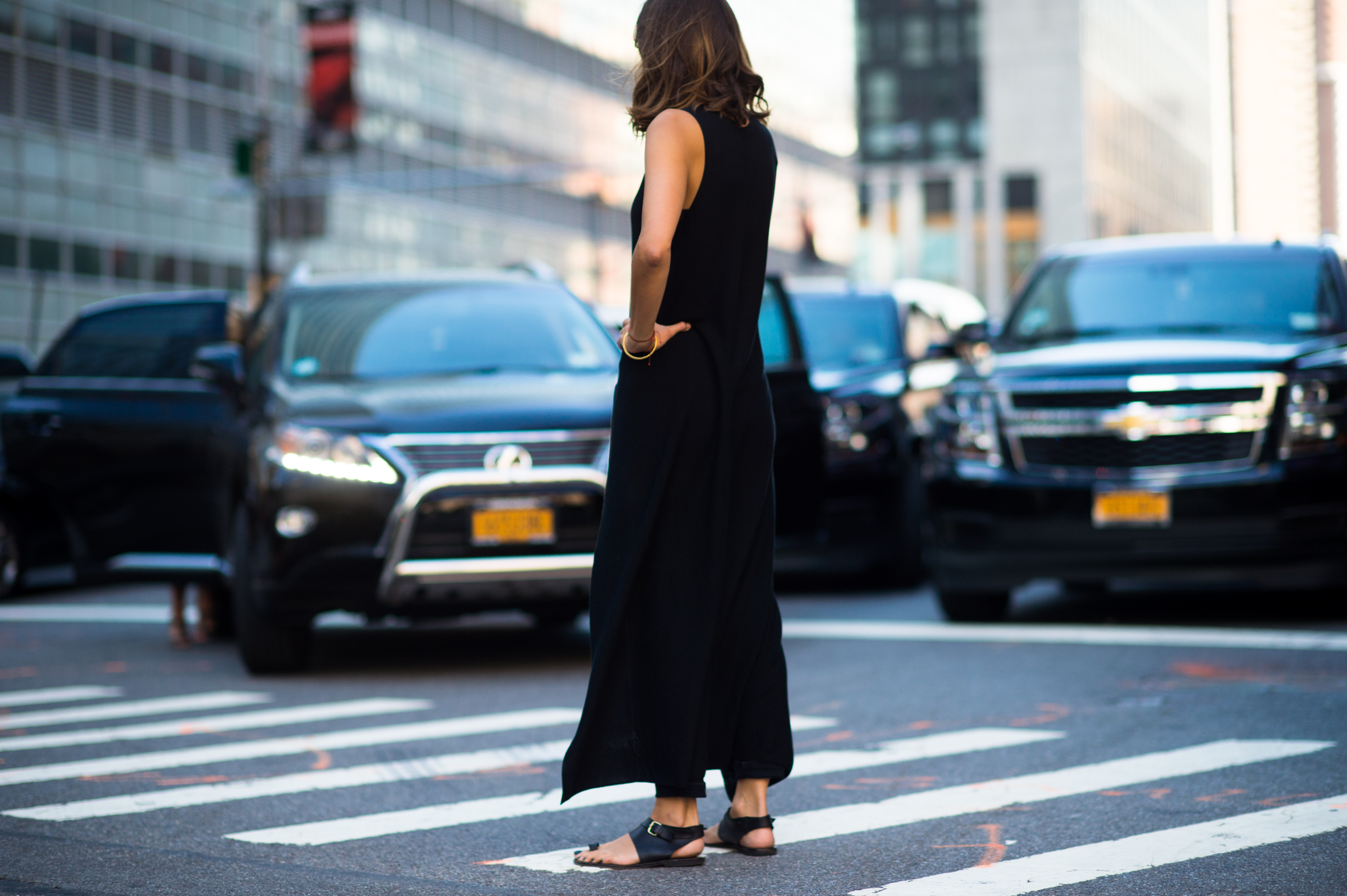 Woman wearing black on the crossing