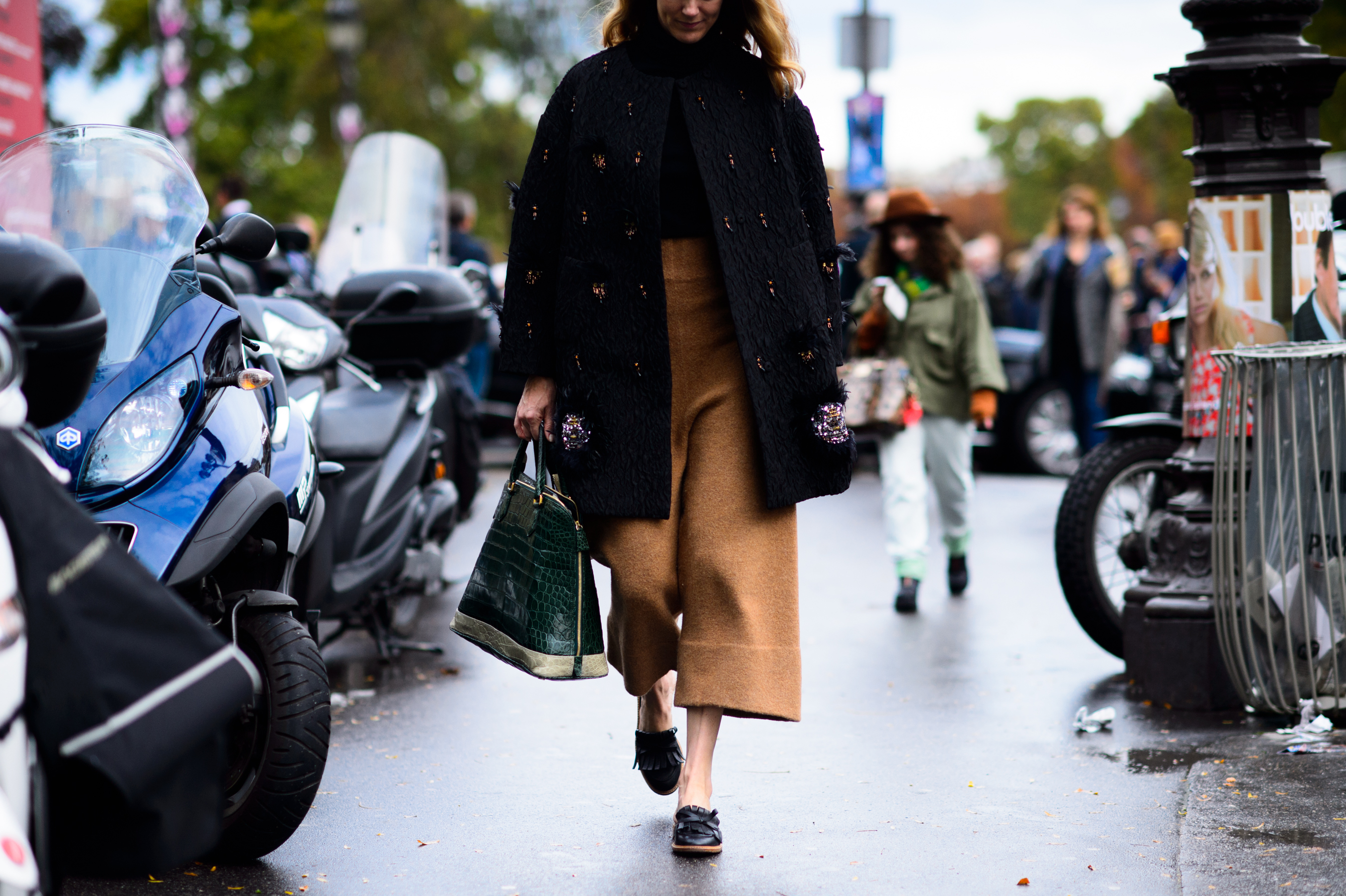 Woman leaving Chanel show