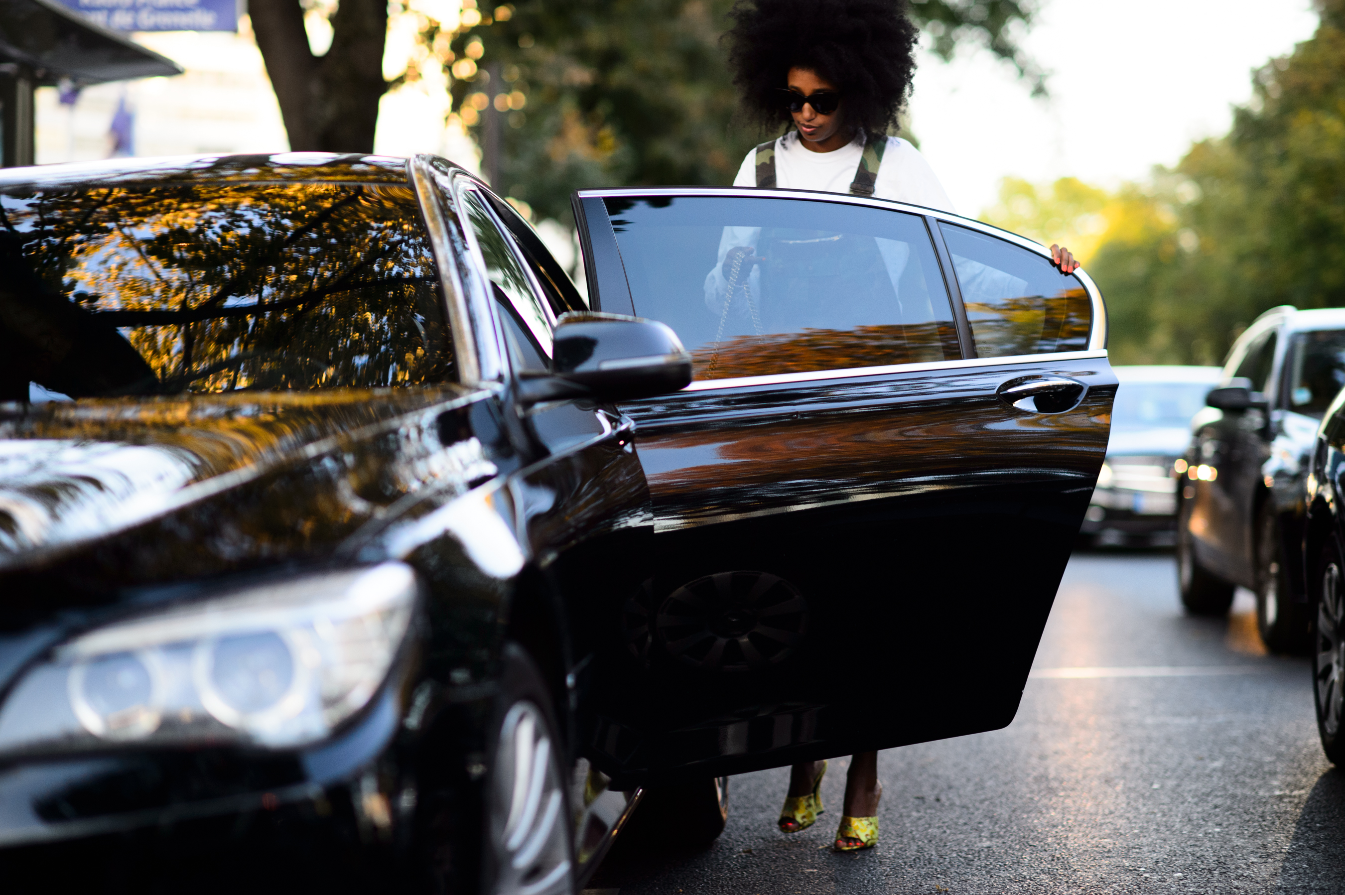 Woman getting into the car