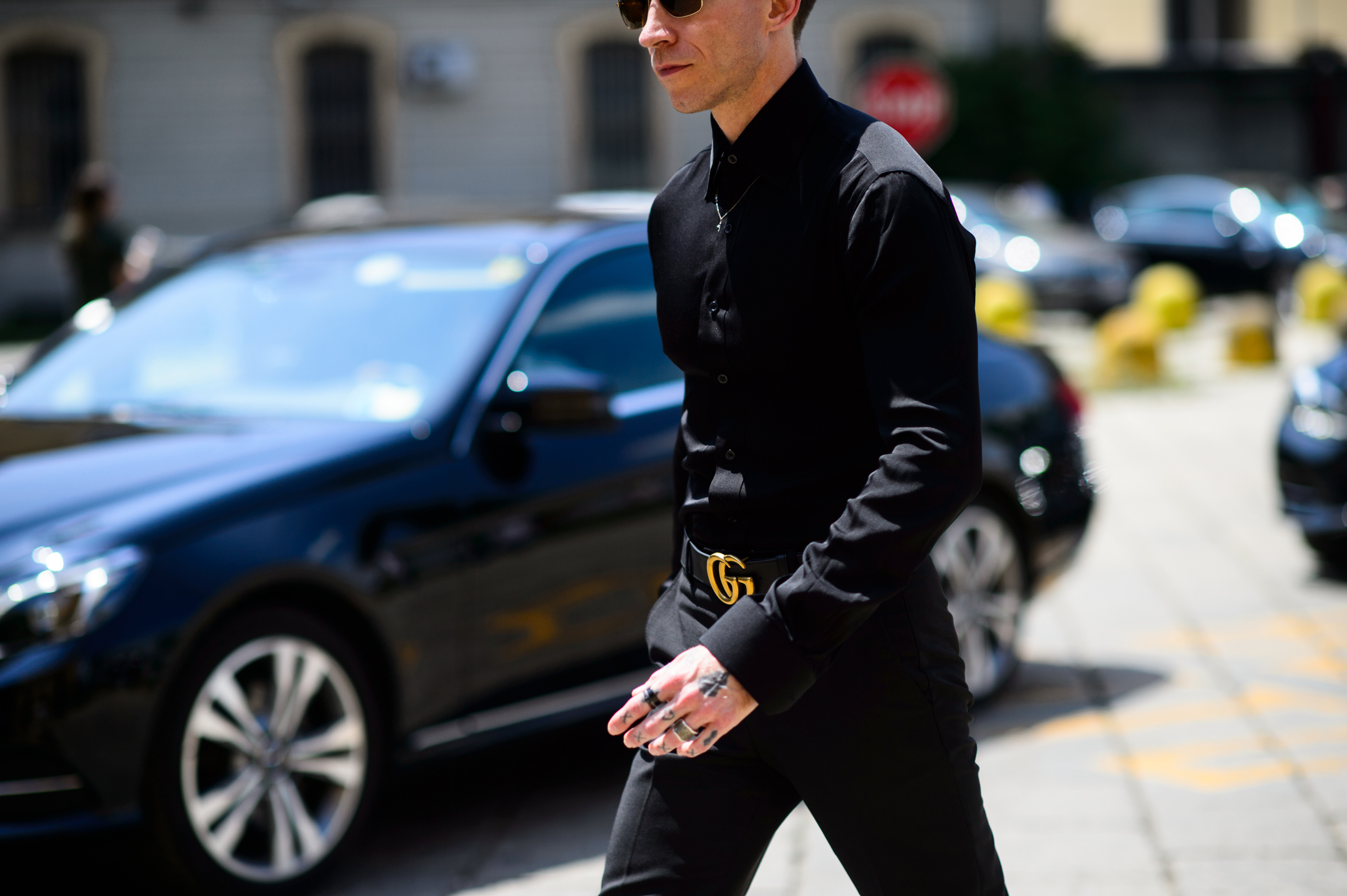 Buyer wearing black before the show
