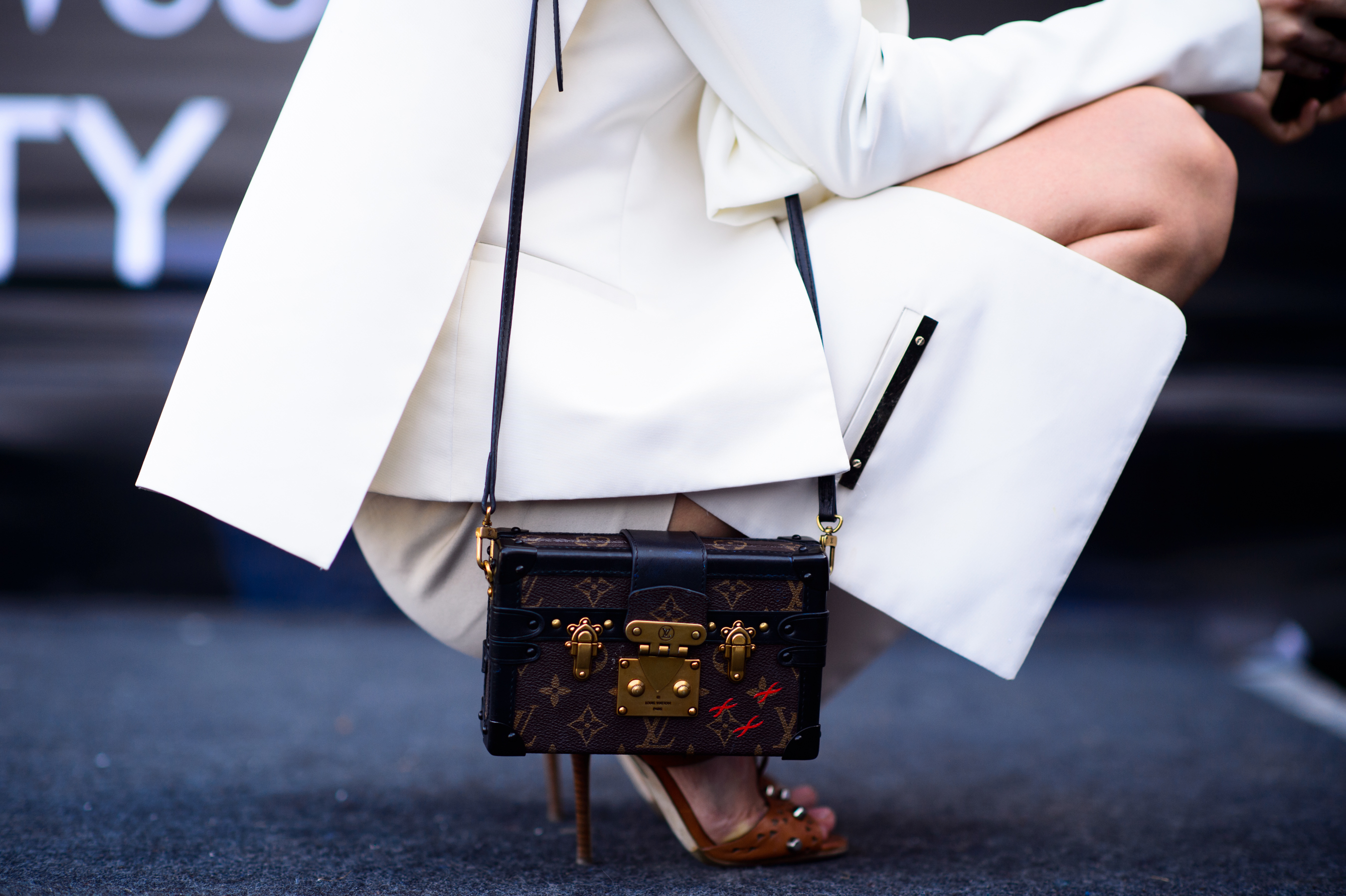 Etage magazine editor wearing white suit
