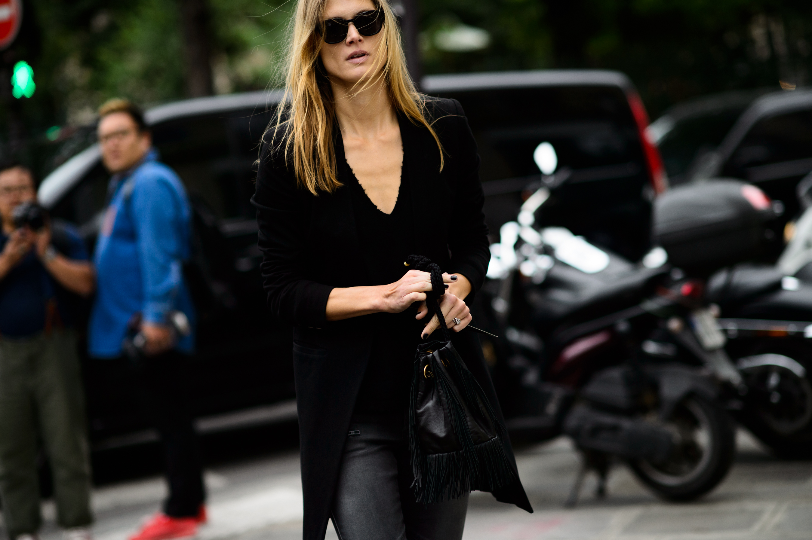 Woman wearing black before the show