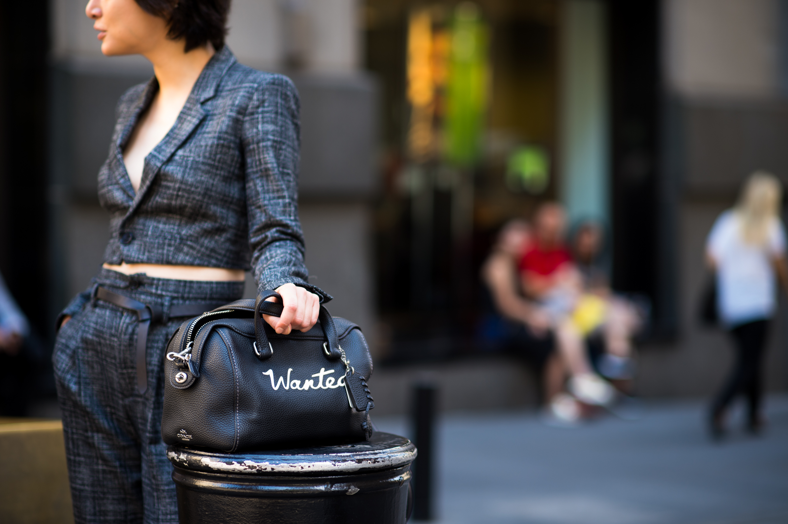 Woman wearing suit after the show