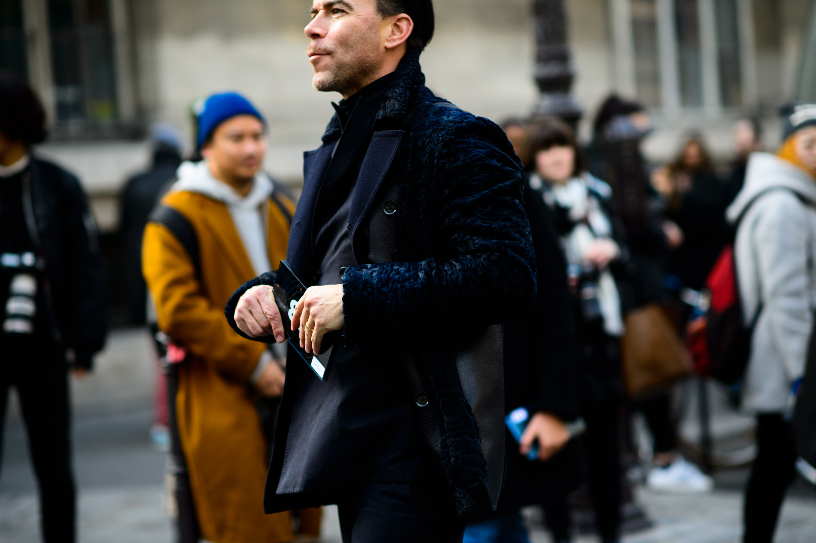 German man wearing leather jacket
