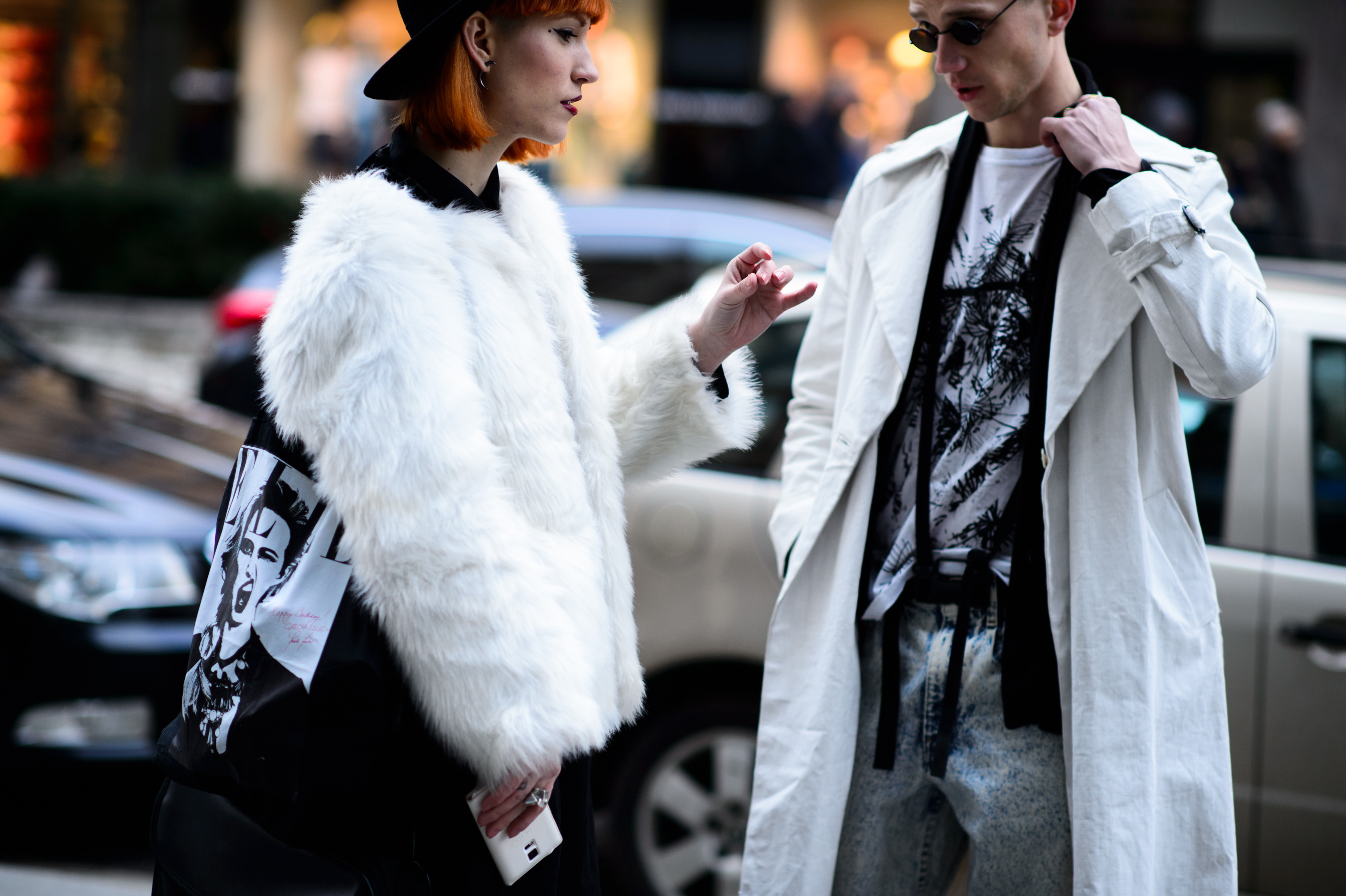 Man and woman wearing white