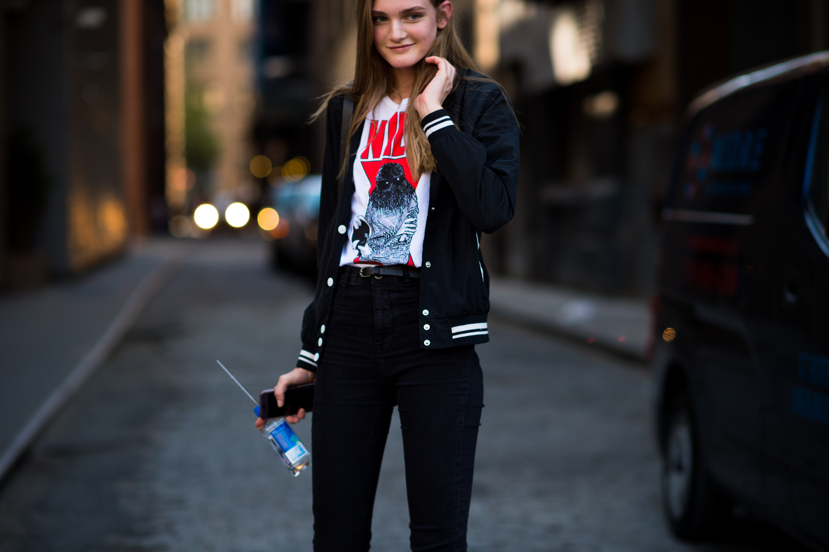 Ukrainian model poses after Calvin Klein show