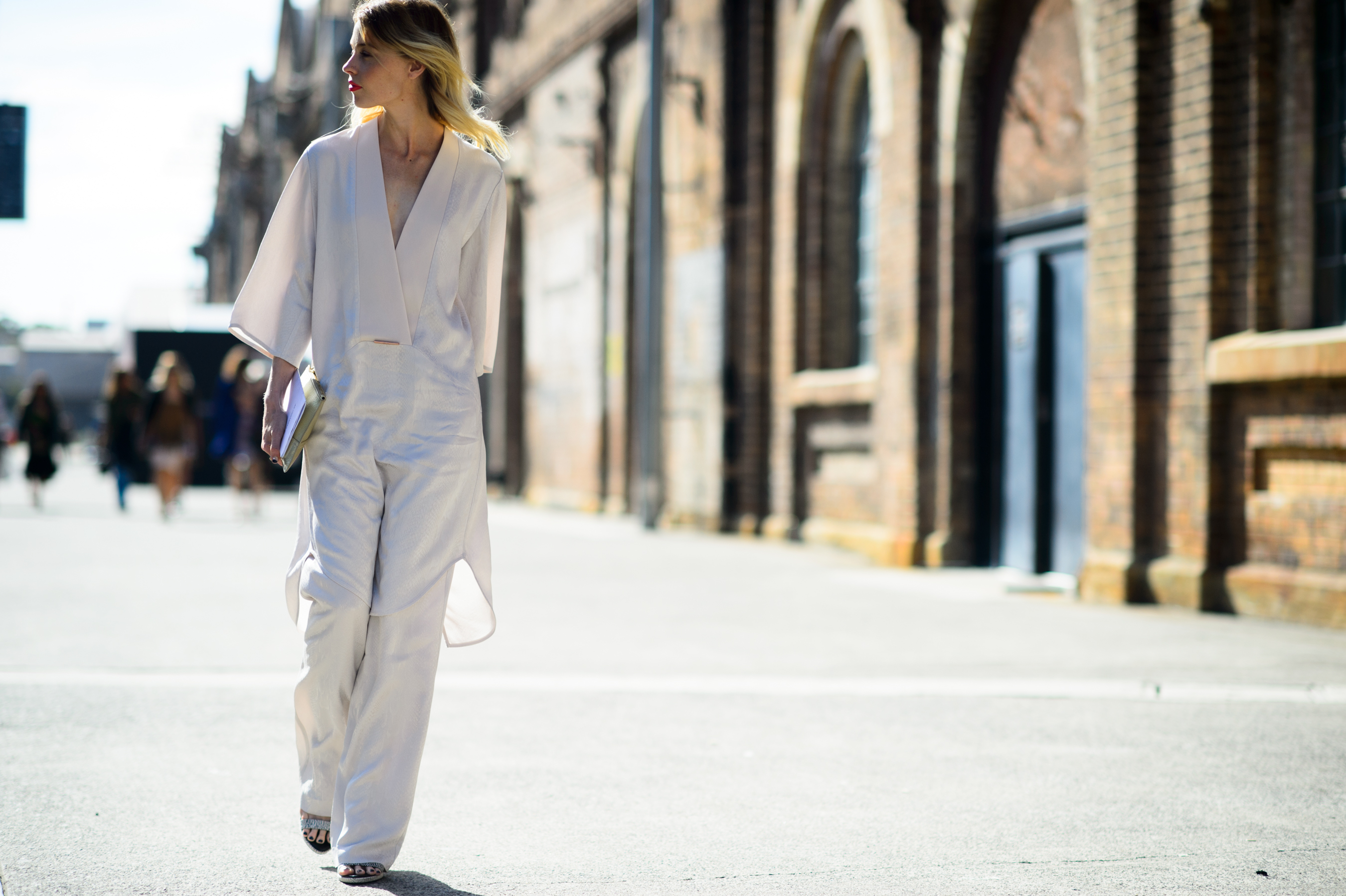 Kiwi blogger in white outfit after the show