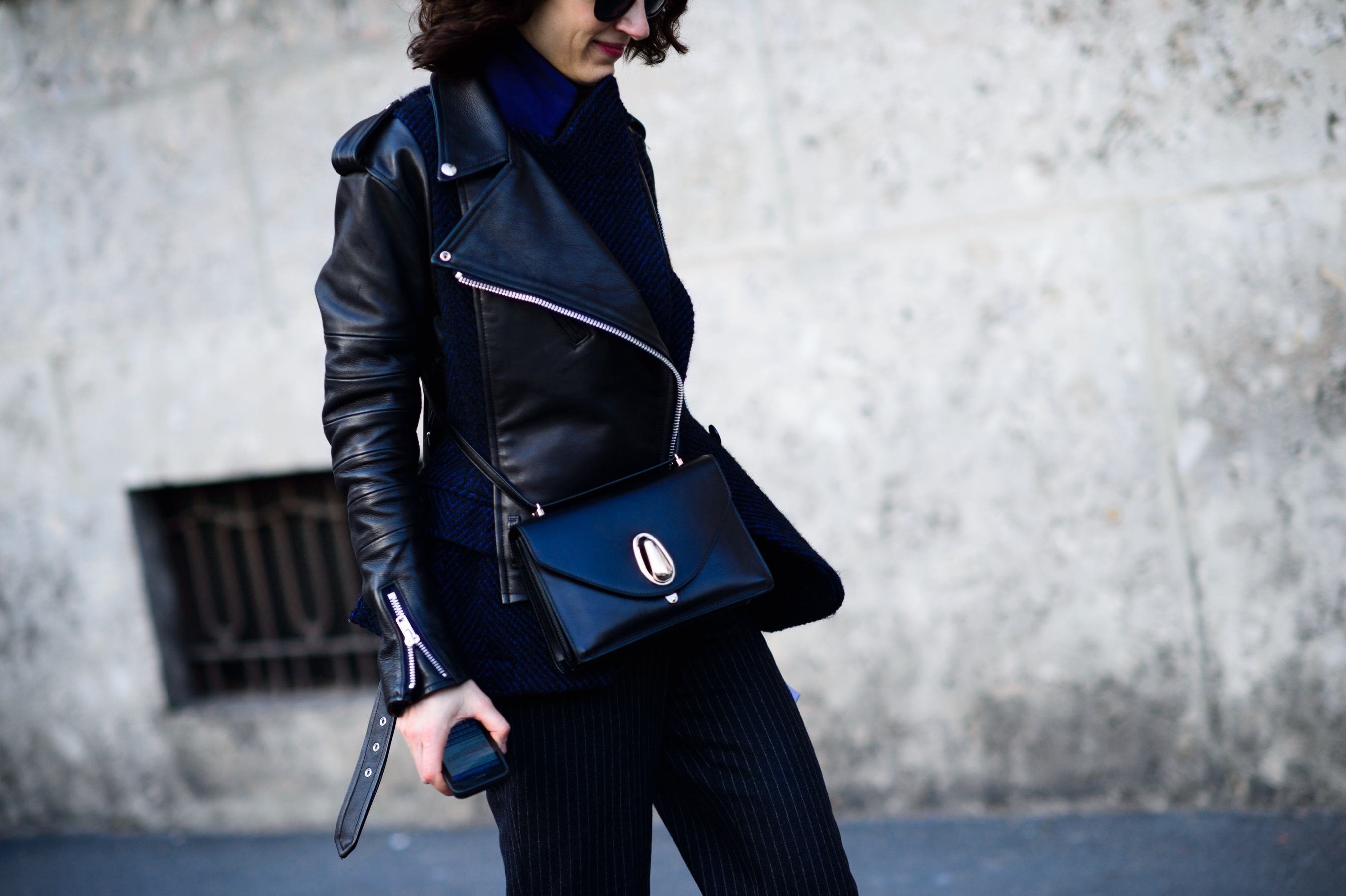 Editor wearing leather jacket